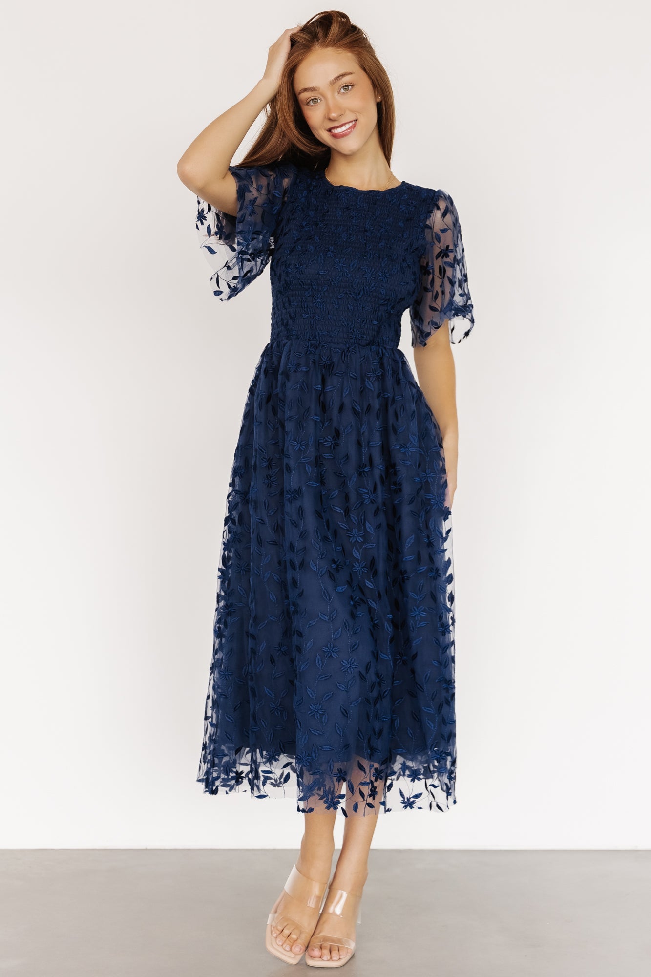 Kendra Embroidered Dress | Navy
