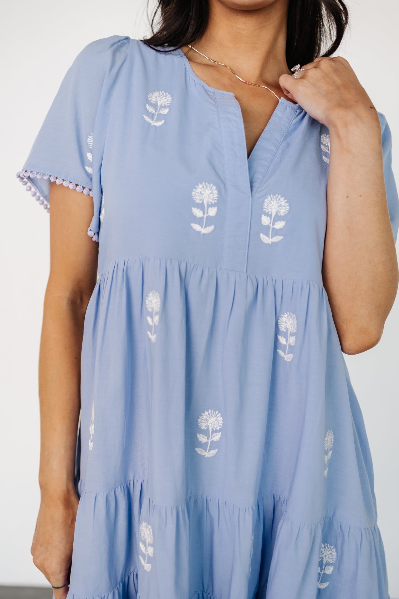 Keegan Short Dress | Blue + Ivory Floral