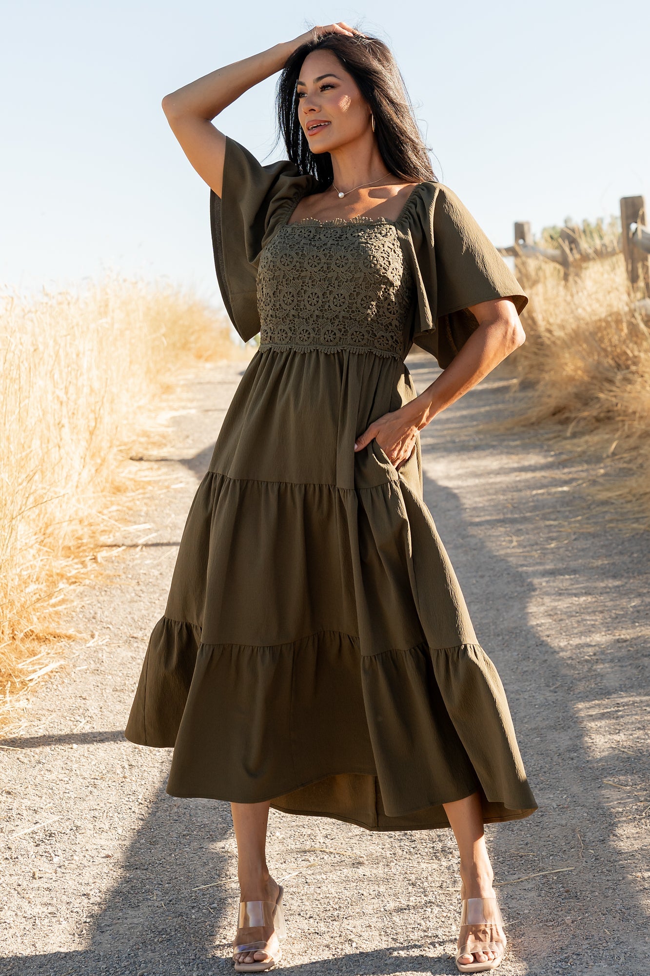 Fauna Lace Top Dress | Olive