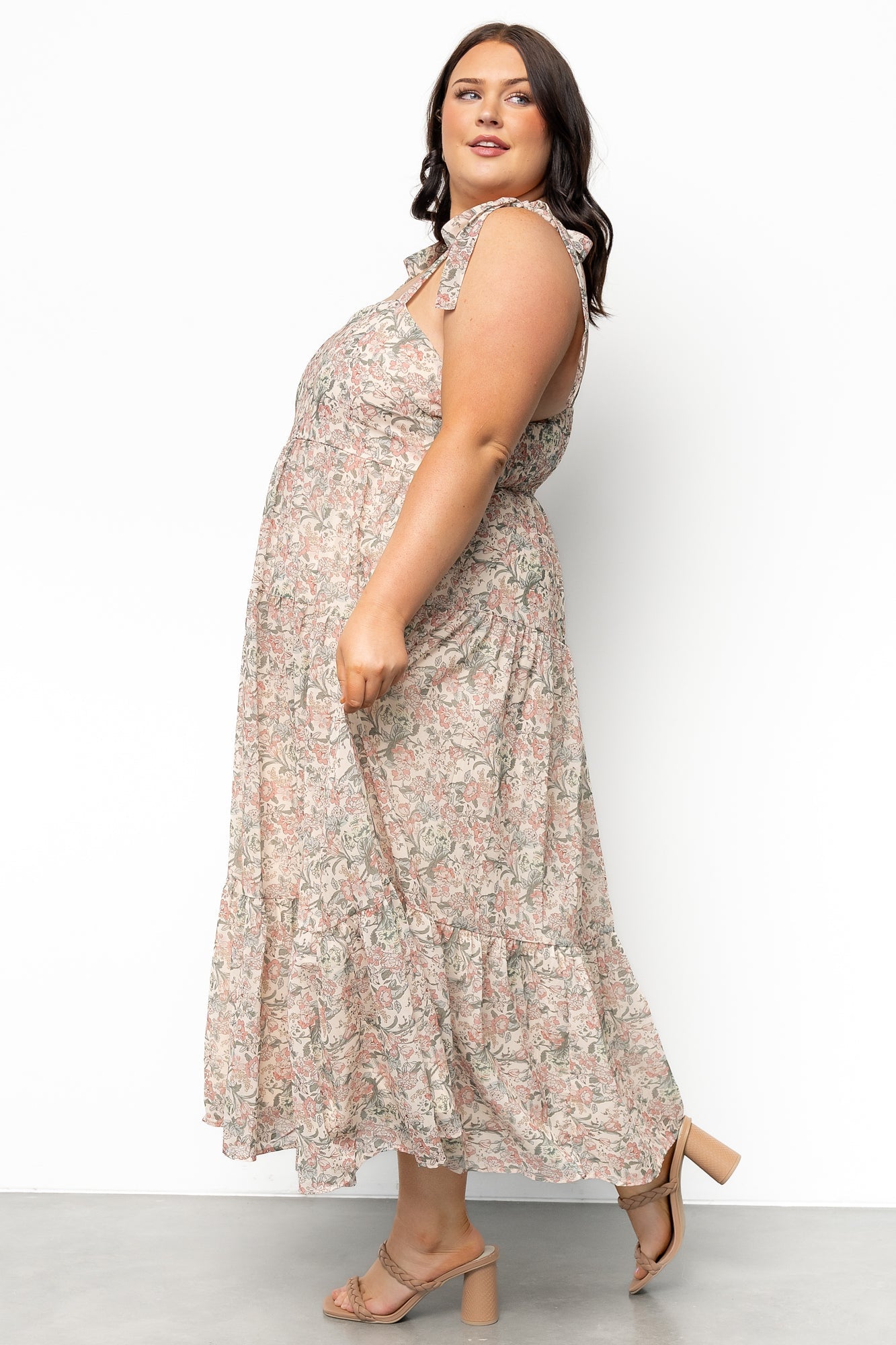 Lelisa Shoulder Tie Dress | Cream Floral