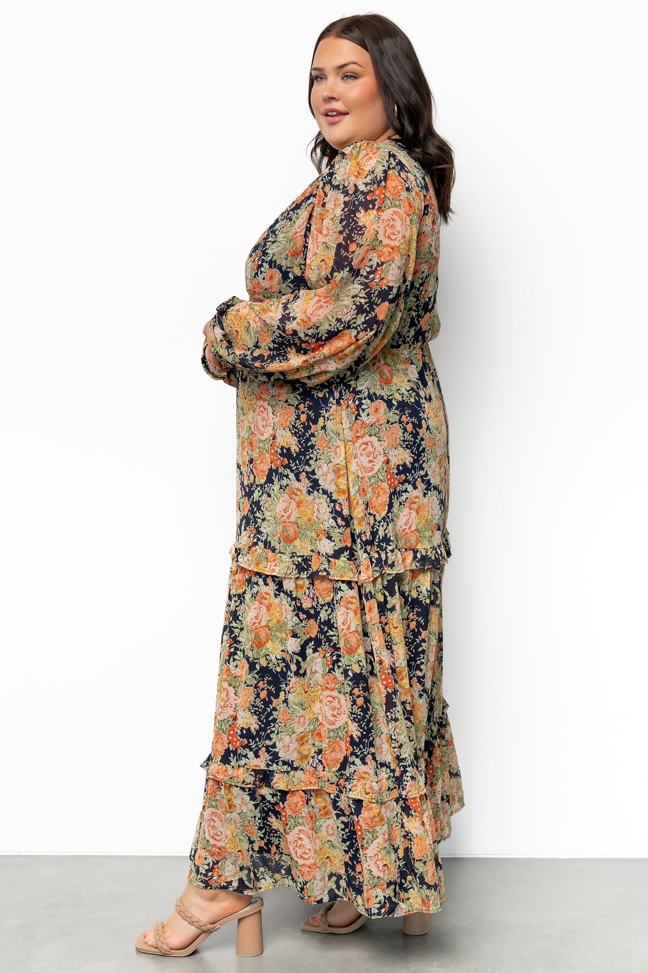 Bowman Deep V Maxi Dress | Navy Floral
