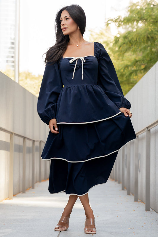 Barcelona Tiered Dress | Navy