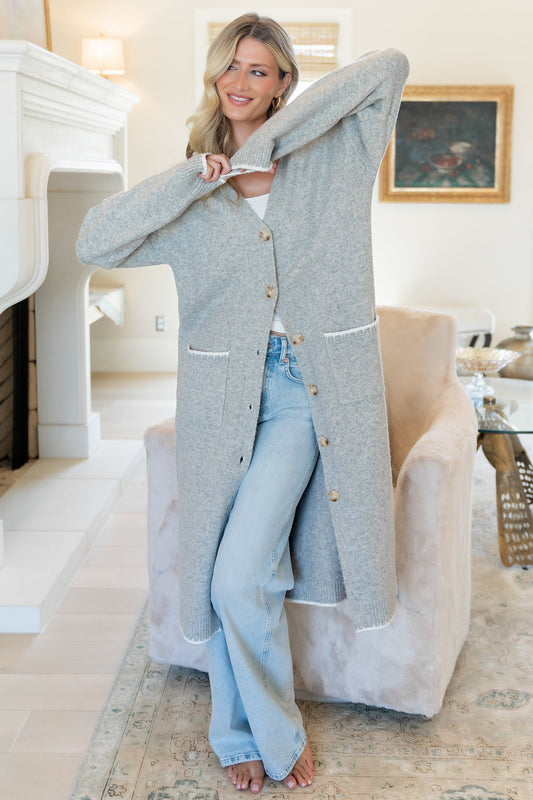 Senna Longline Cardigan | Light Gray