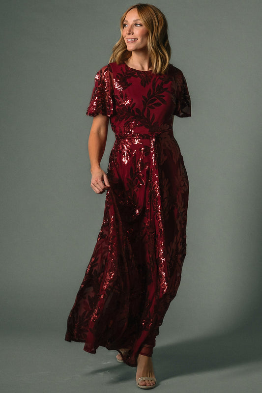 Muse Sequin Maxi Dress | Wine