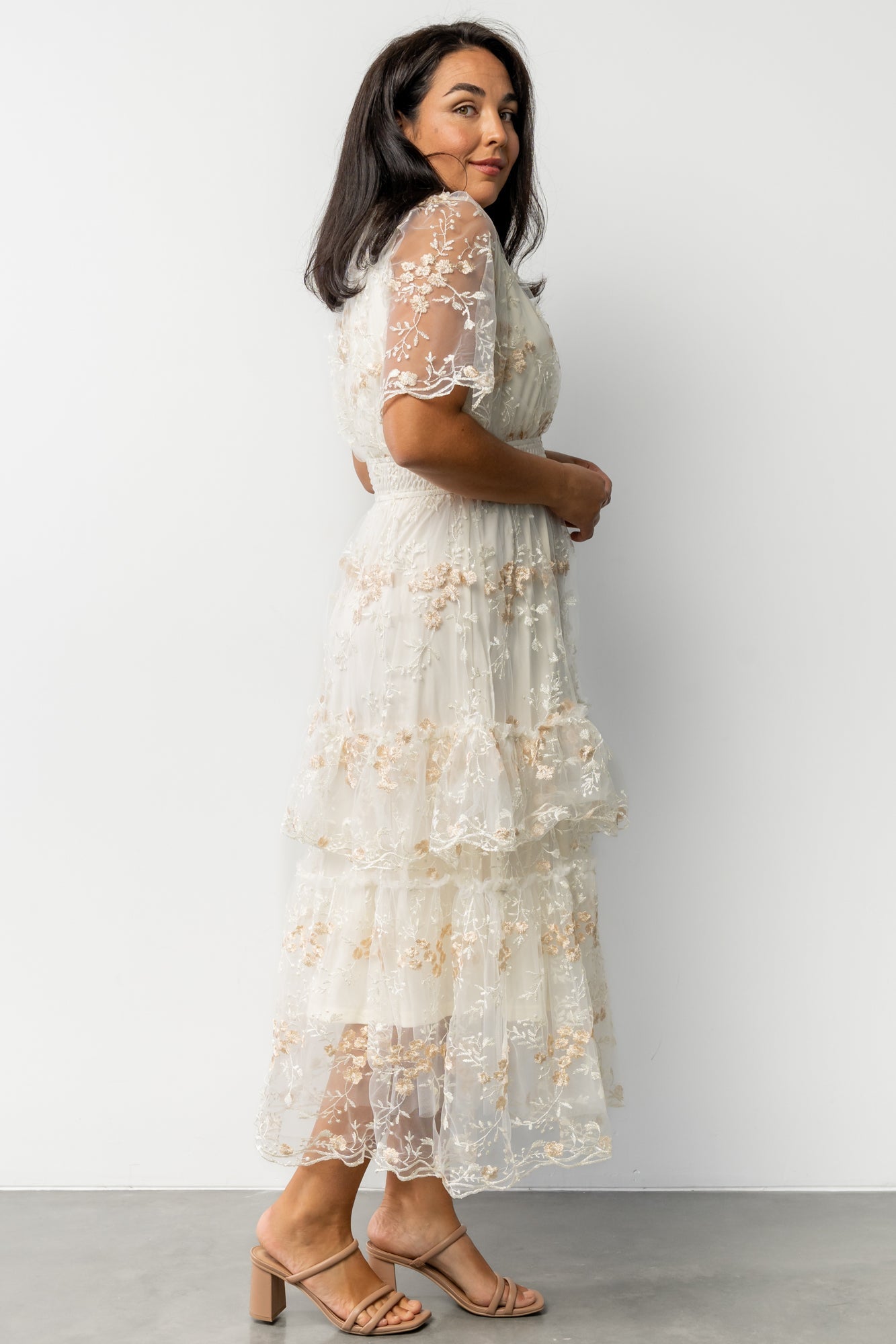 Eleanor Embroidered Midi Dress | Cream Floral