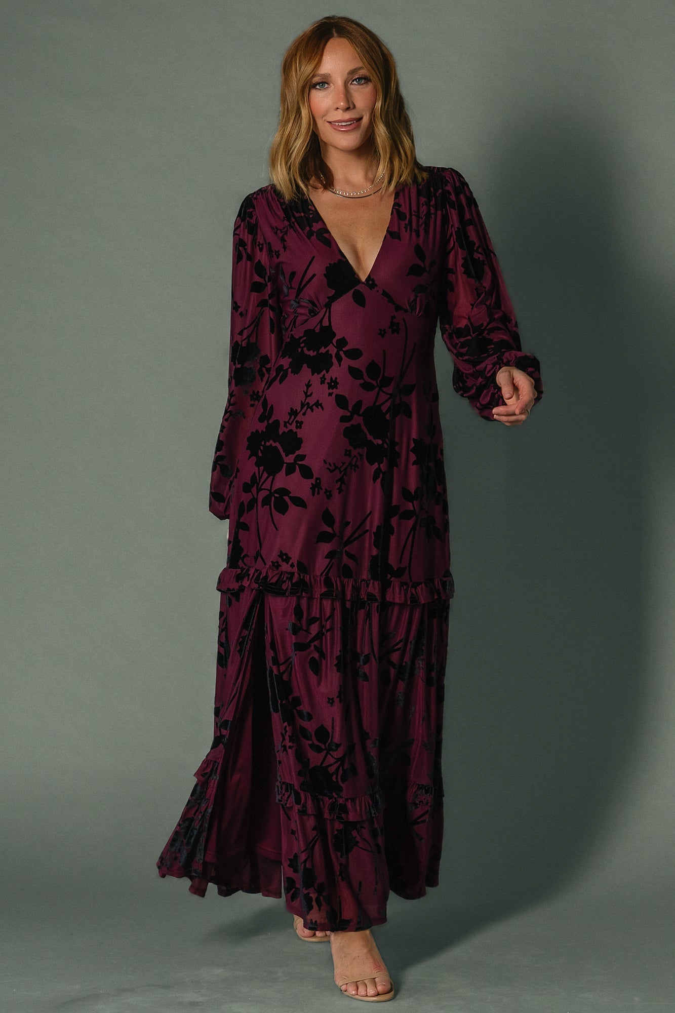 Liana Velvet Embossed Maxi Dress | Mulberry