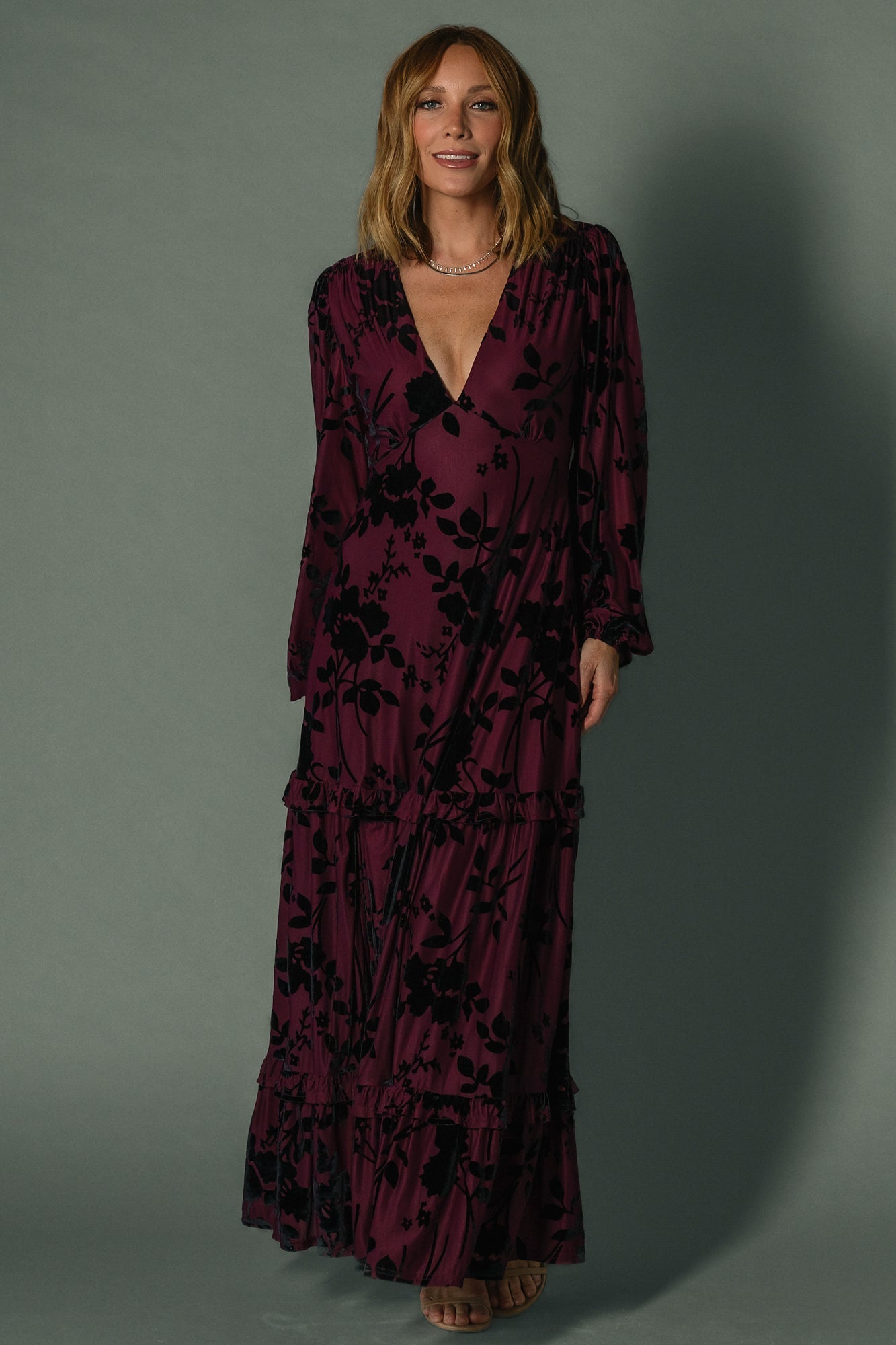 Liana Velvet Embossed Maxi Dress | Mulberry