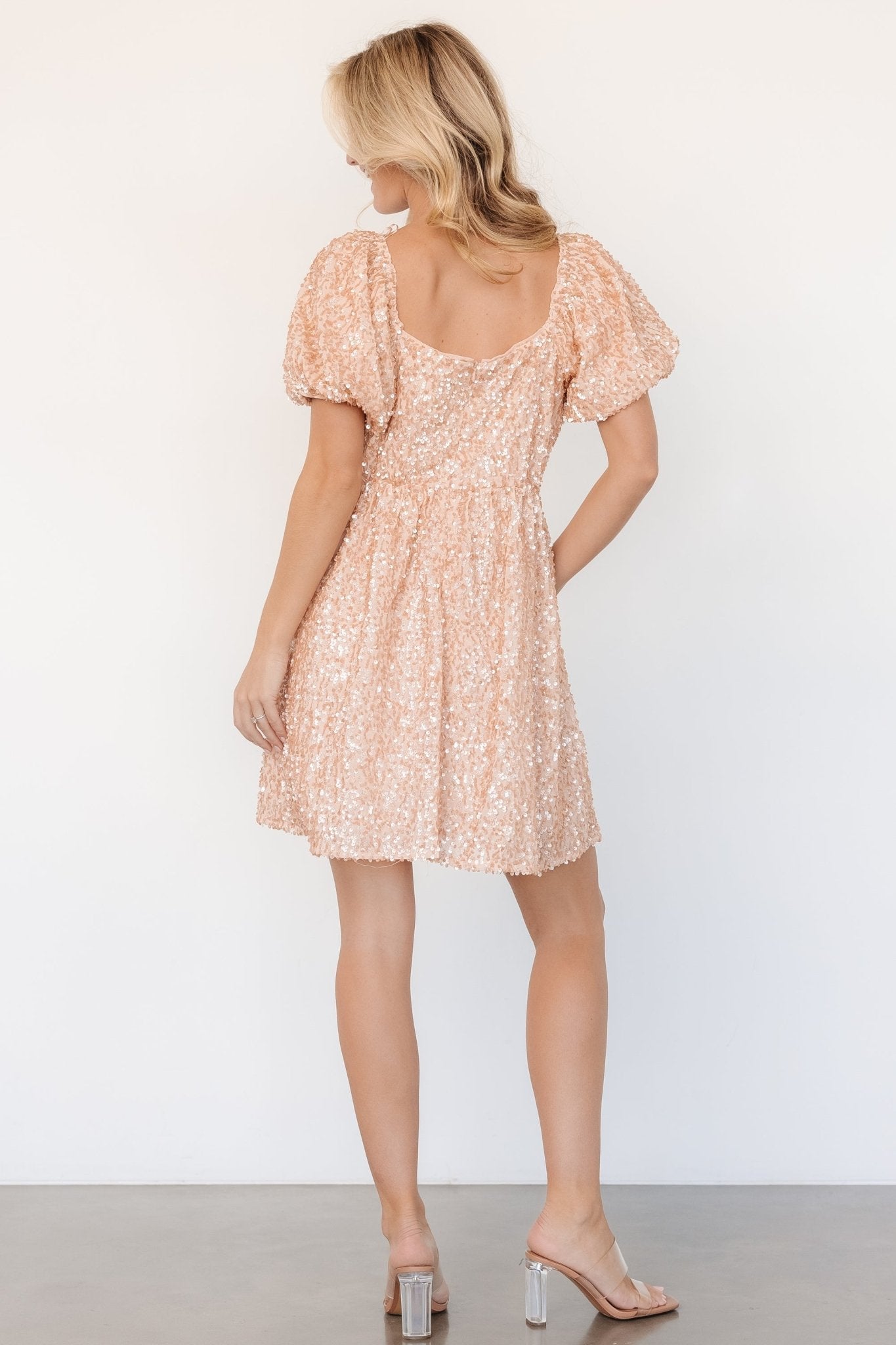 Ainsley Sequin Short Dress | Rose Gold