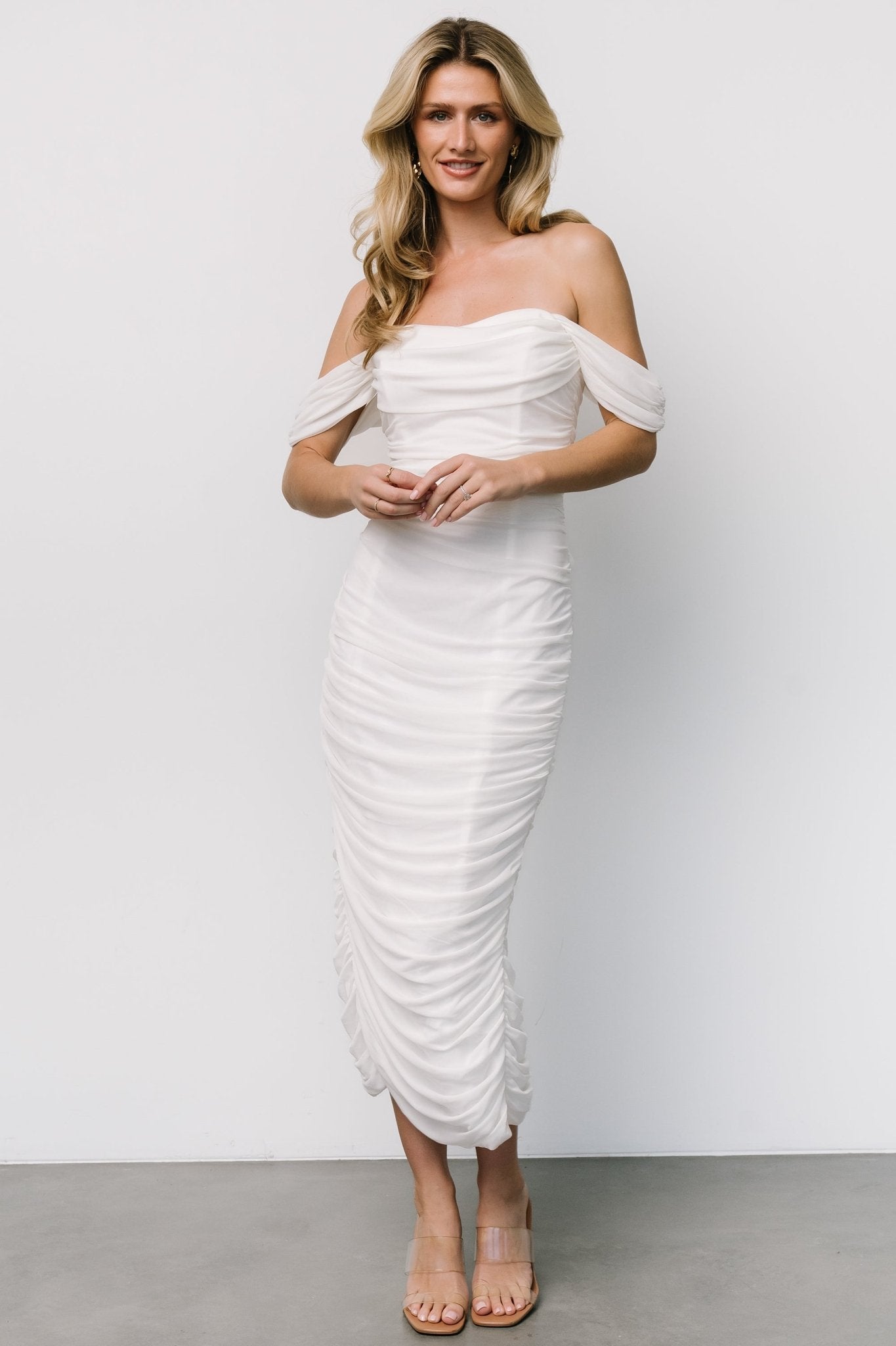 Alessandra Mesh Midi Dress | Off White