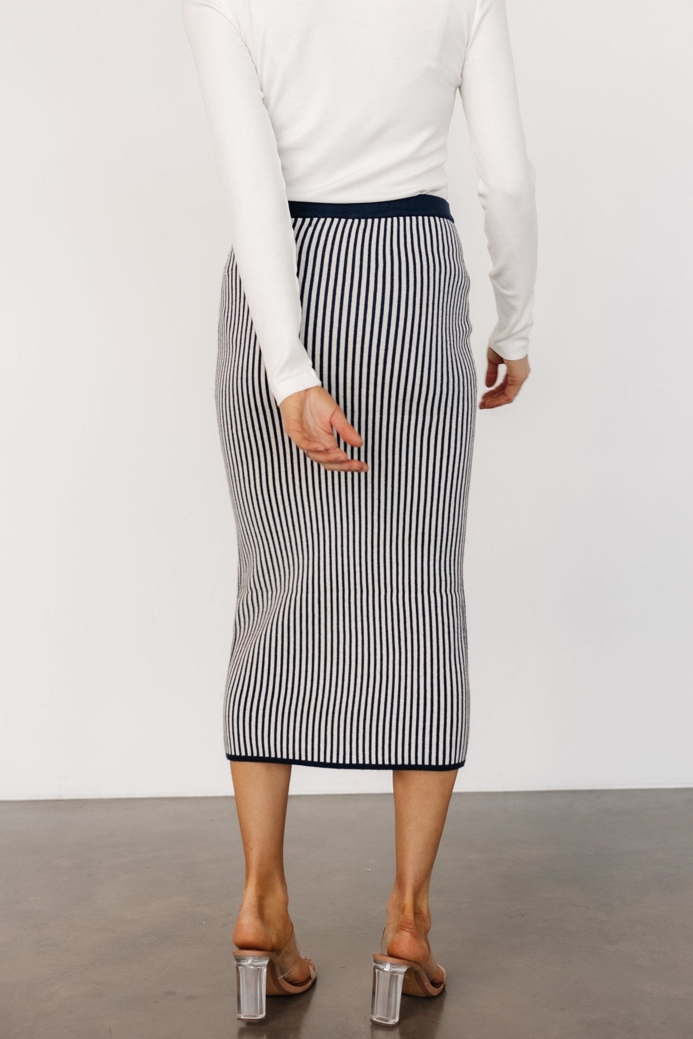Alonso Knit Midi Skirt | Navy Stripe