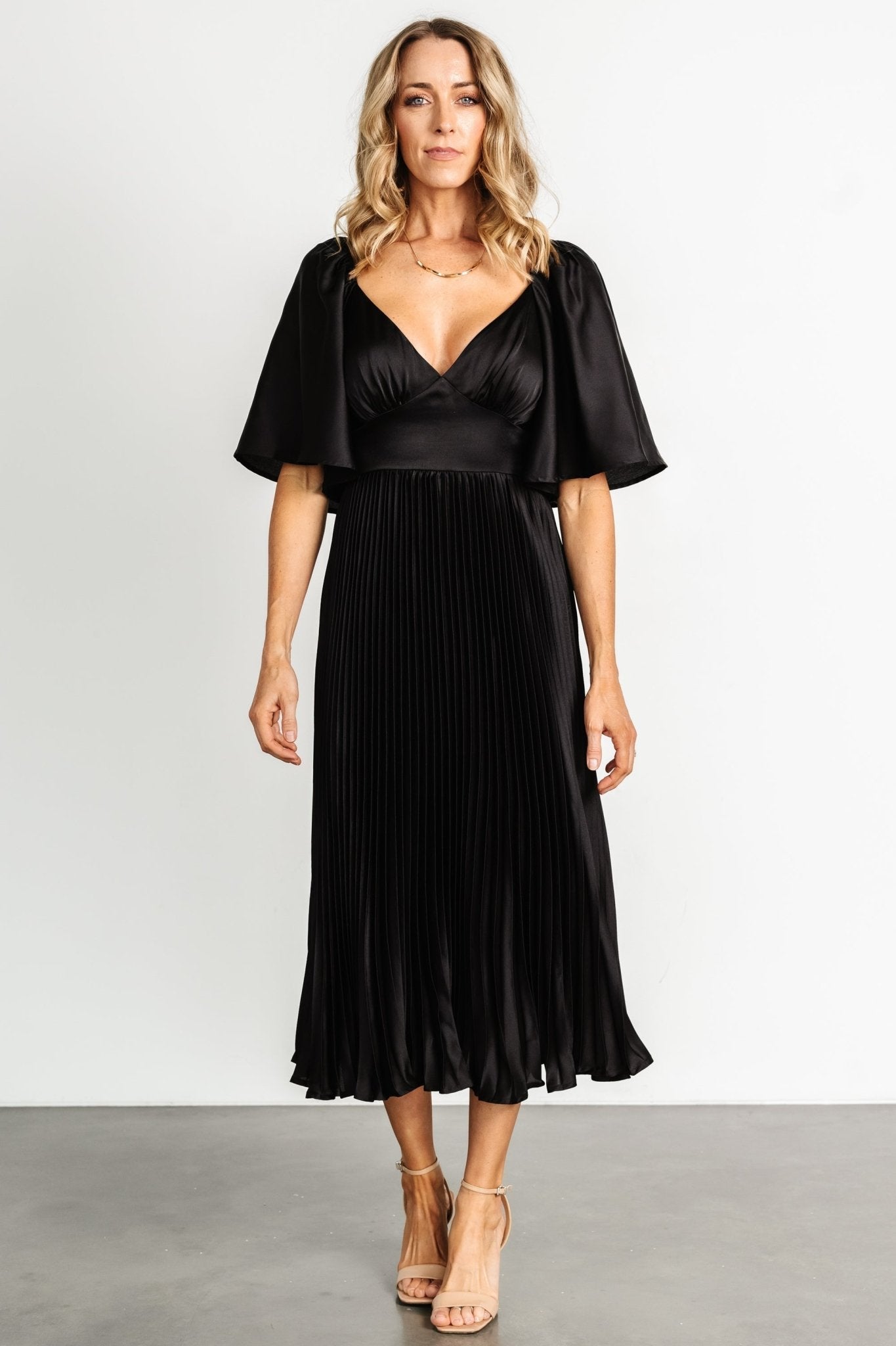 Aubree Pleated Dress | Black