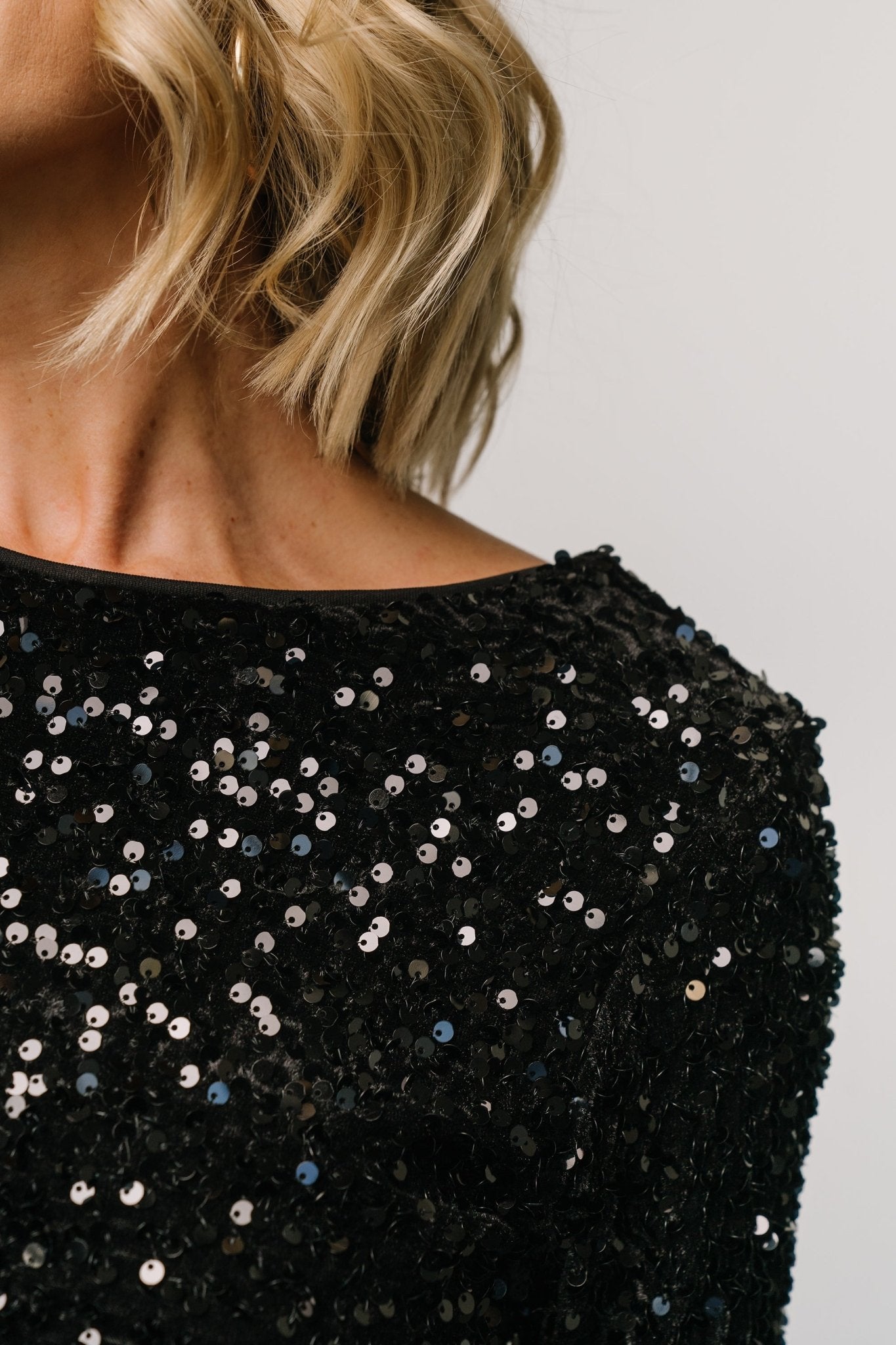 Betty Sequin Short Dress | Black