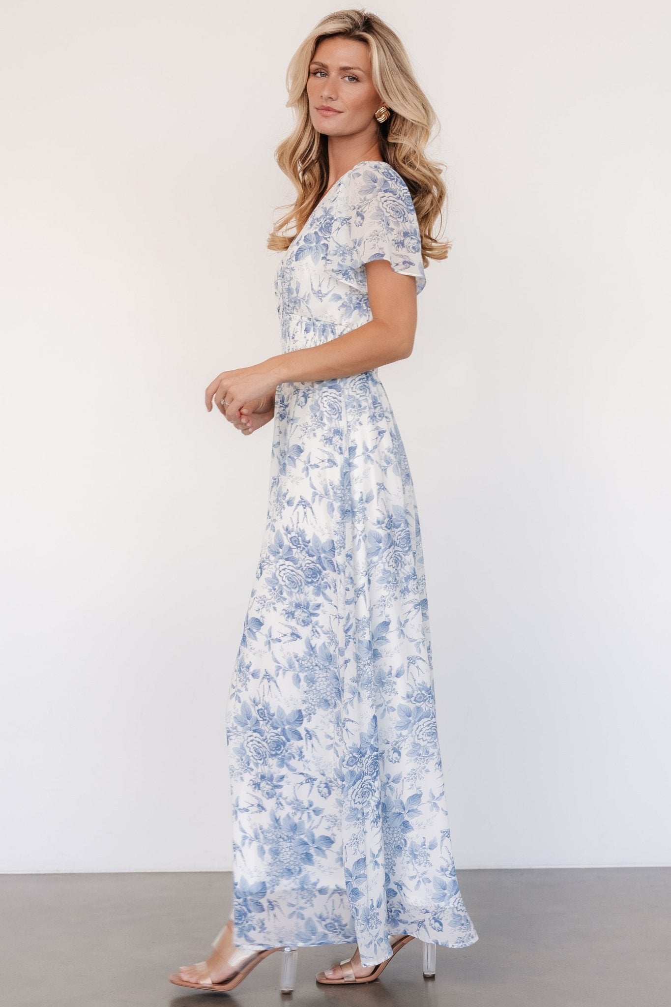 Birdie Maxi Dress | Off White + Blue