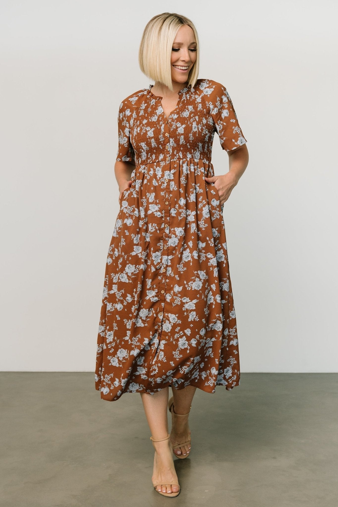 Botega Midi Dress | Brown + Blue