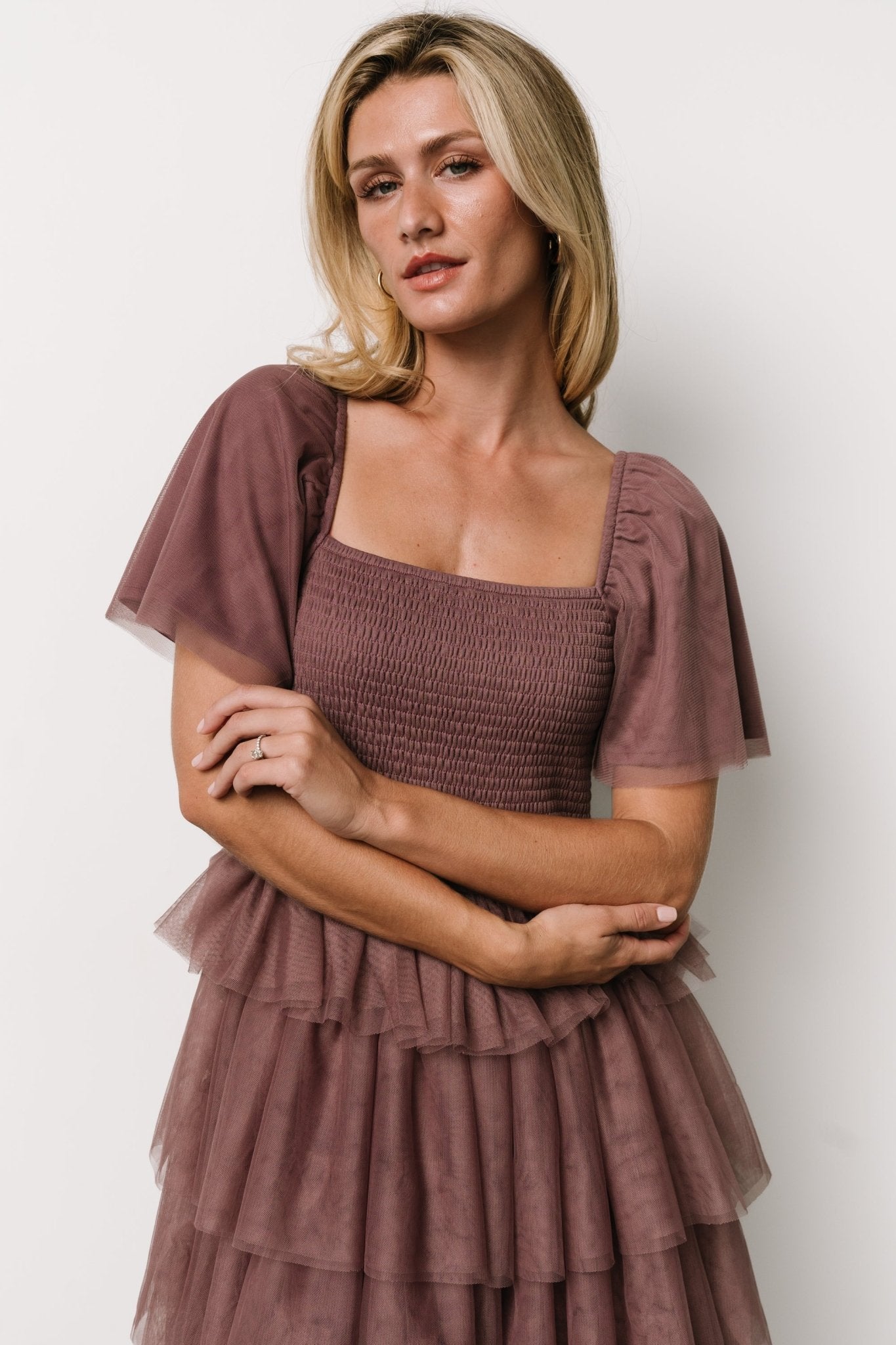 Cherise Tulle Tiered Dress | Dusty Lavender