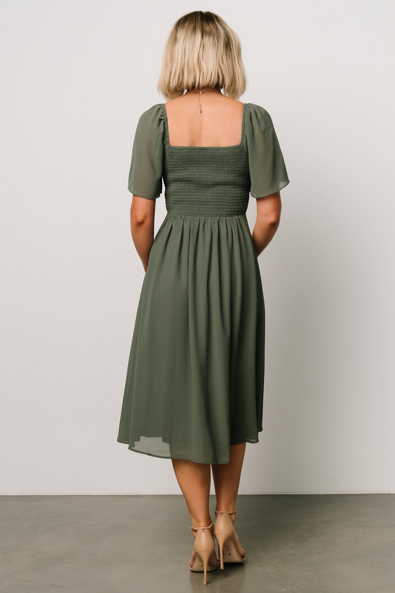 Colette Sweetheart Midi Dress | Dark Sage
