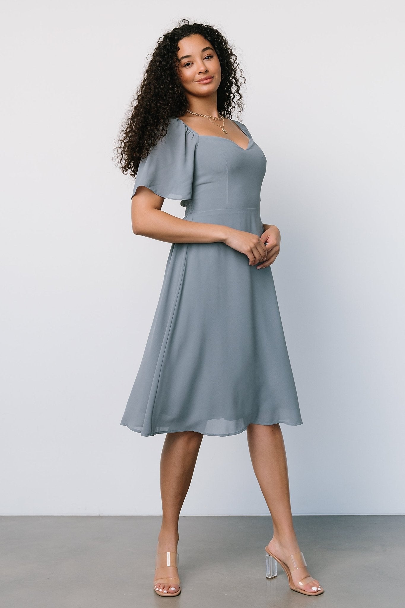 Colette Sweetheart Midi Dress | Dusty Blue