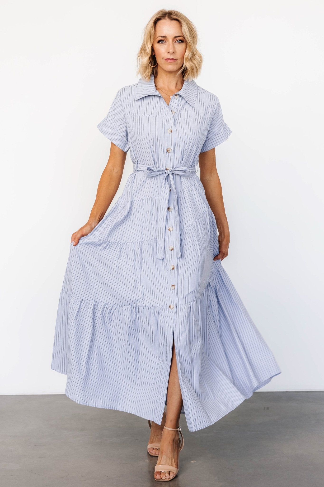 Covey Button Up Maxi Dress | Blue Stripe