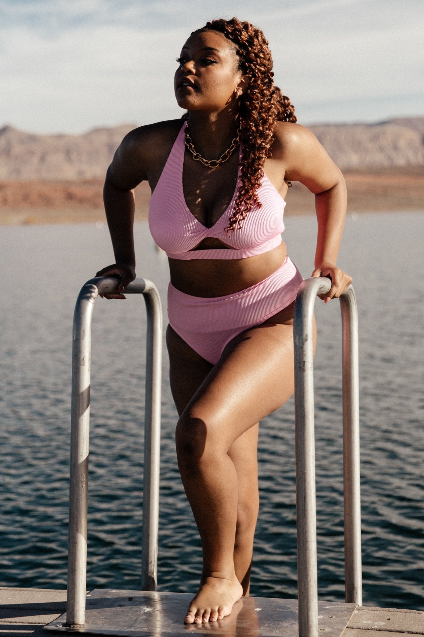 Del Mar Ribbed Bikini Bottom | Pink