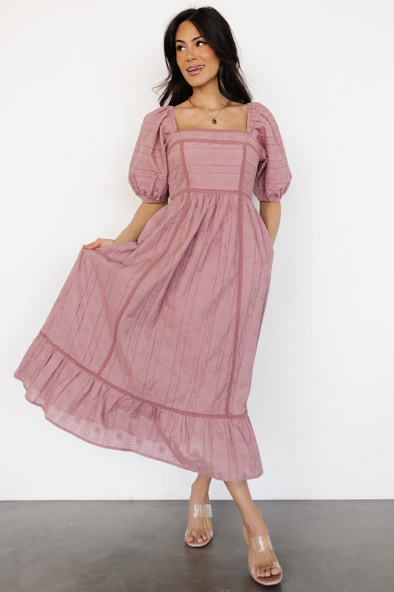 Delaney Eyelet Dress | Dusty Mauve