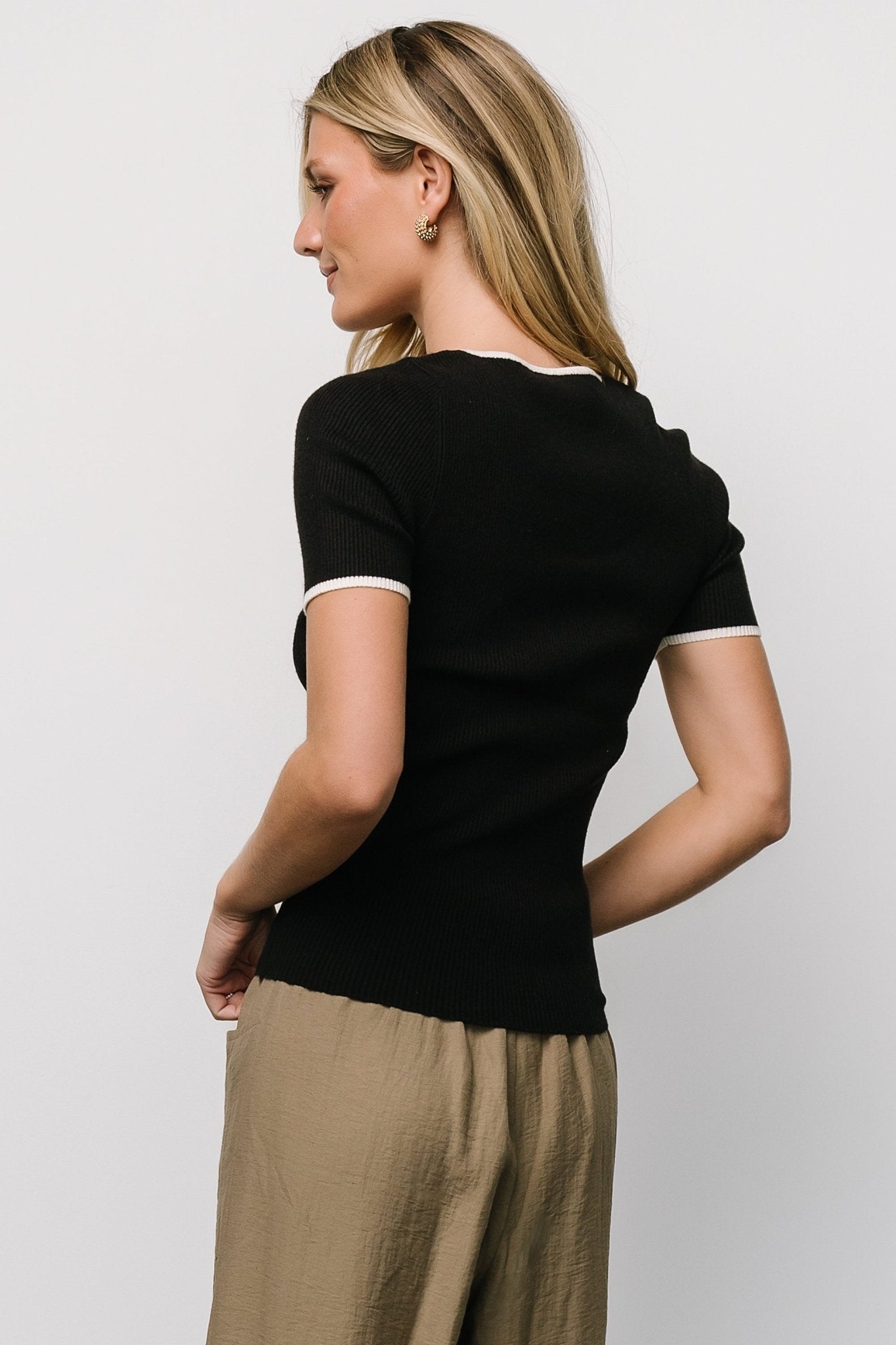 Dena Ribbed Top | Black + White