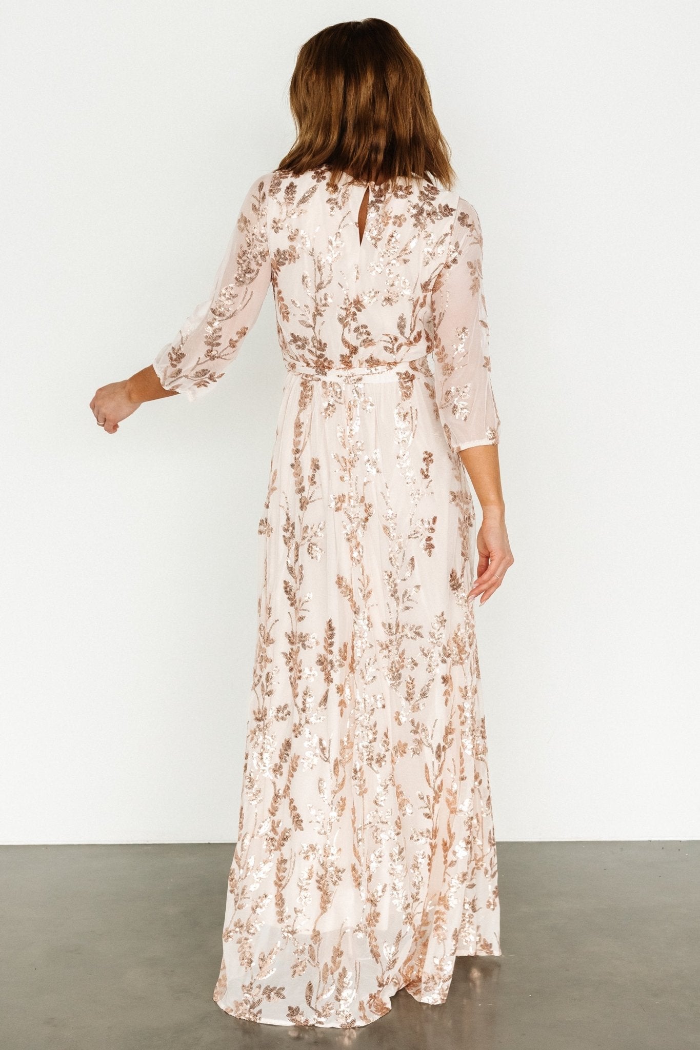 Destiny Sequin Maxi Dress | Rose Gold