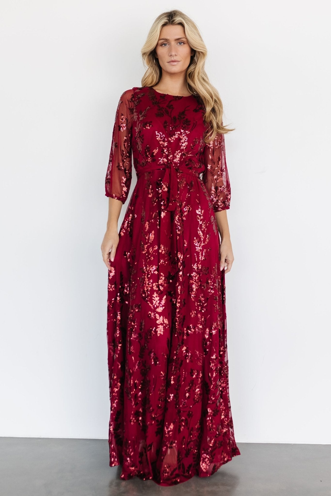 Destiny Sequin Maxi Dress | Wine