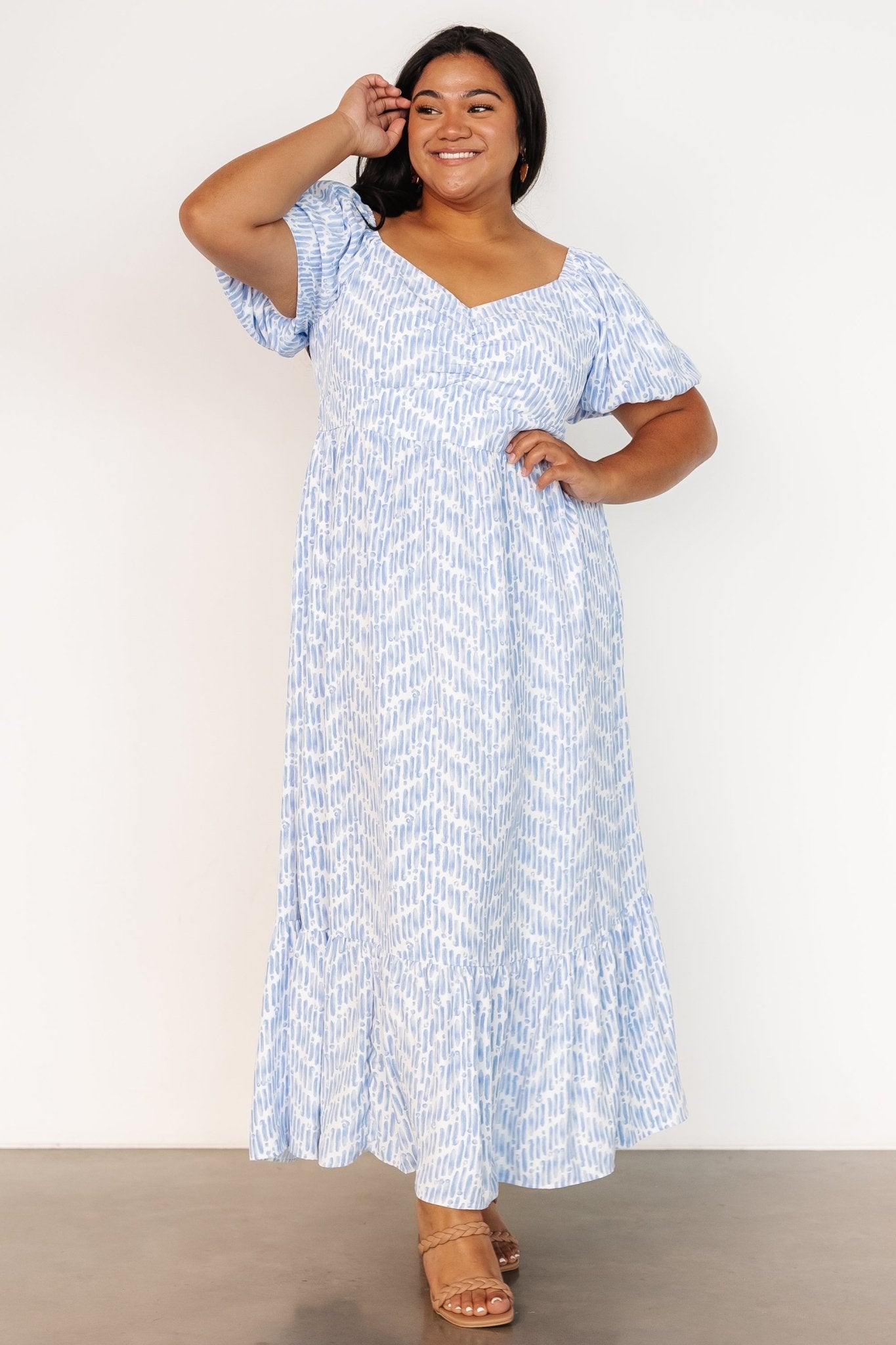 Durban Maxi Dress | Dusty Blue Print