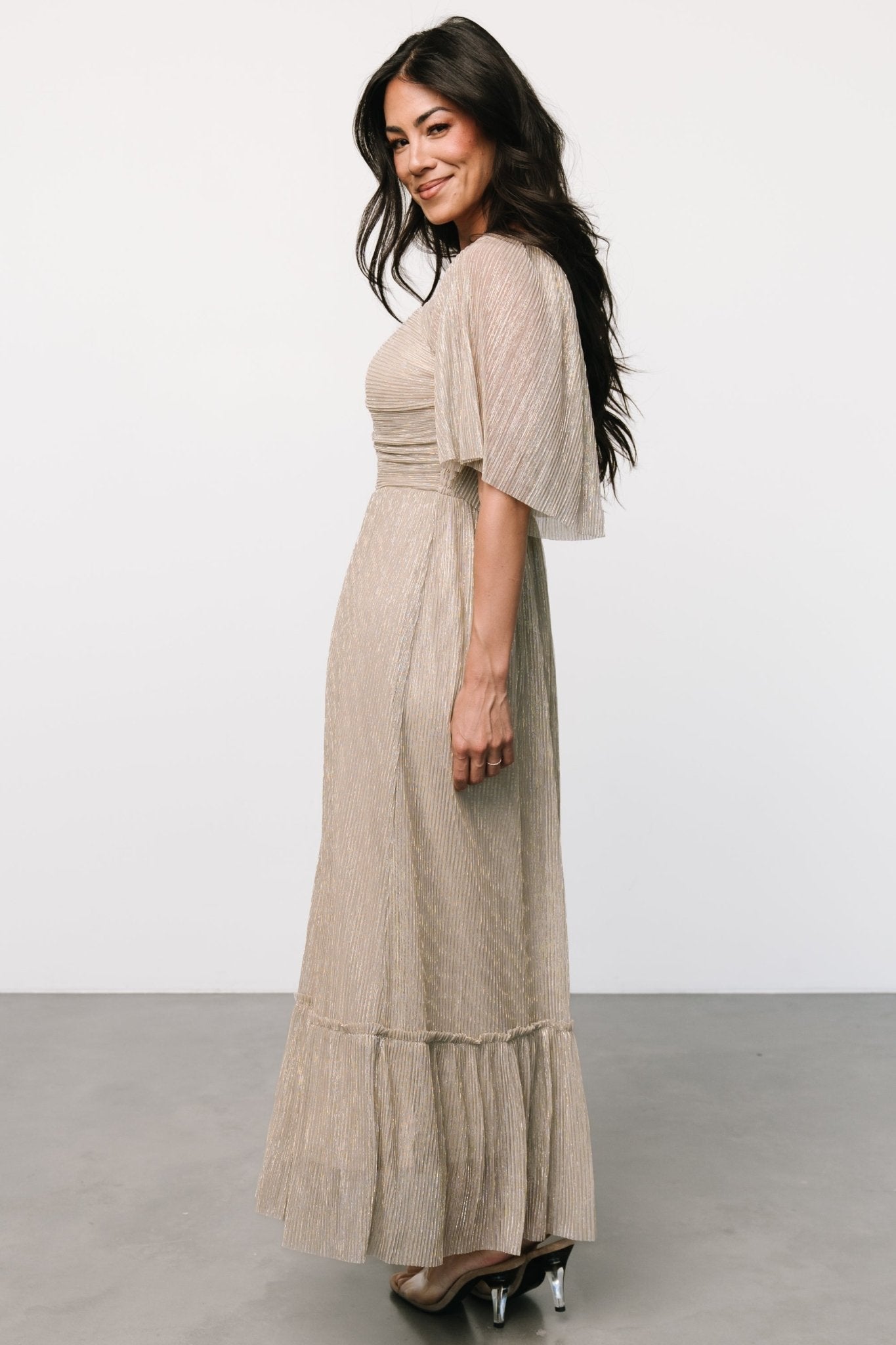 Elea Shimmer Dress | Champagne