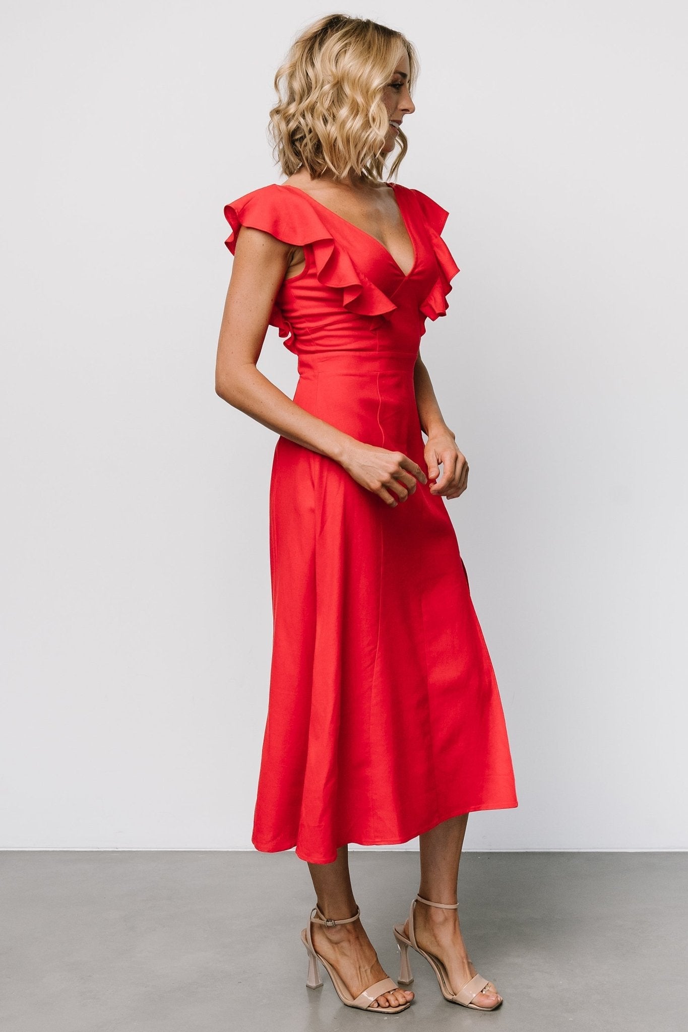 Elena Midi Dress | Red