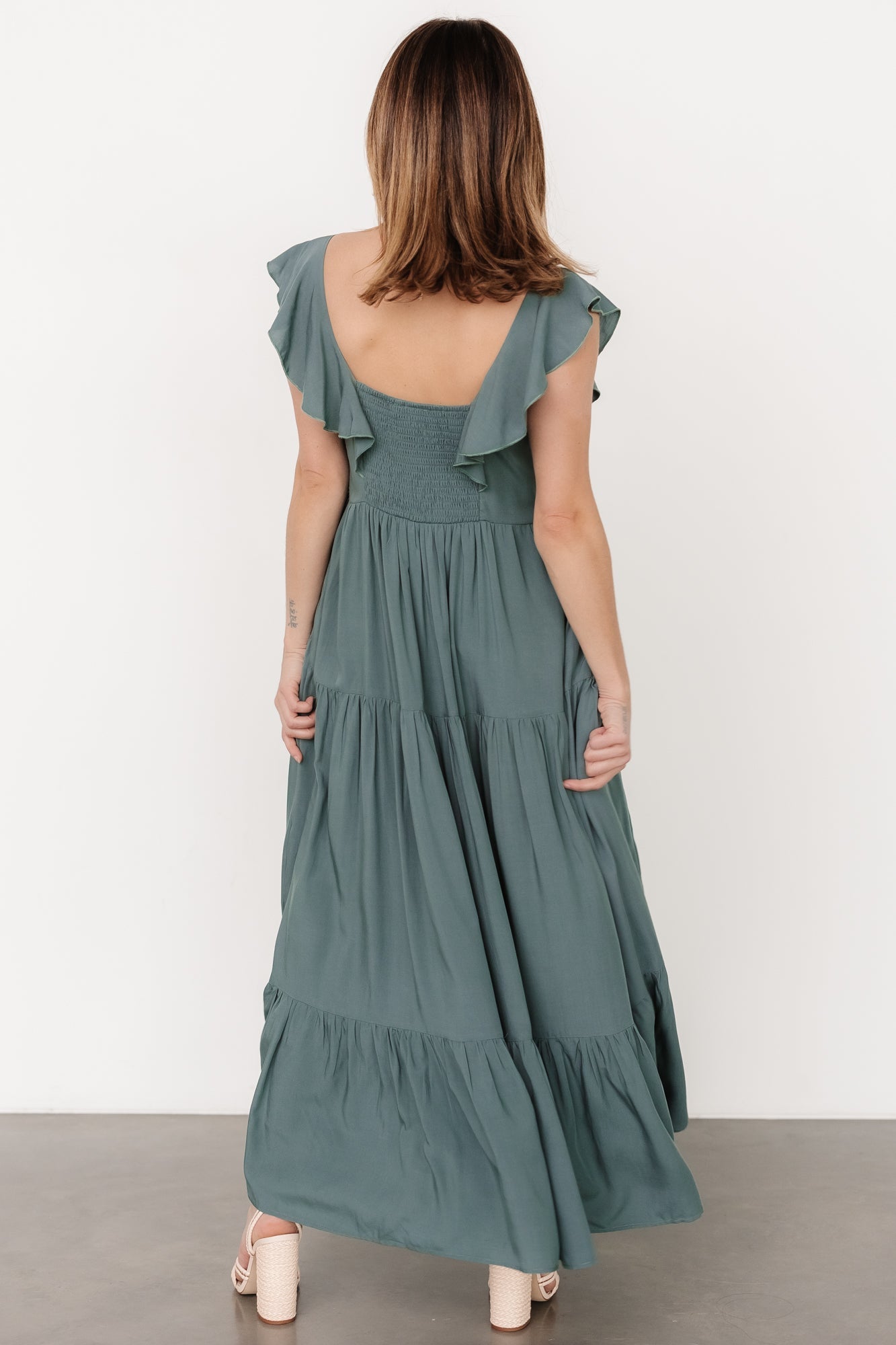 Ellie Ruffle Top Dress | Deep Teal