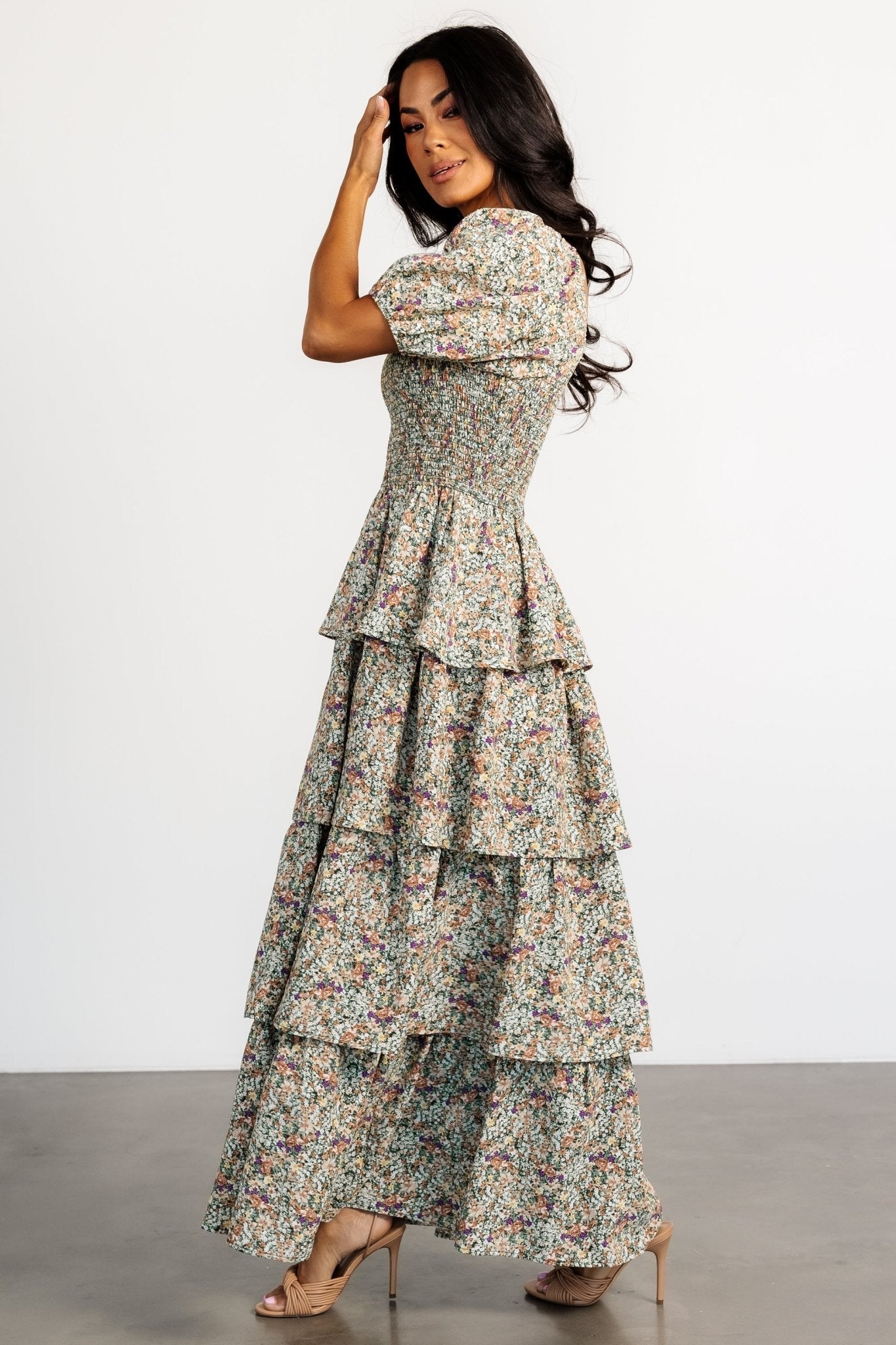 Felicia Tiered Maxi Dress | Green Multi