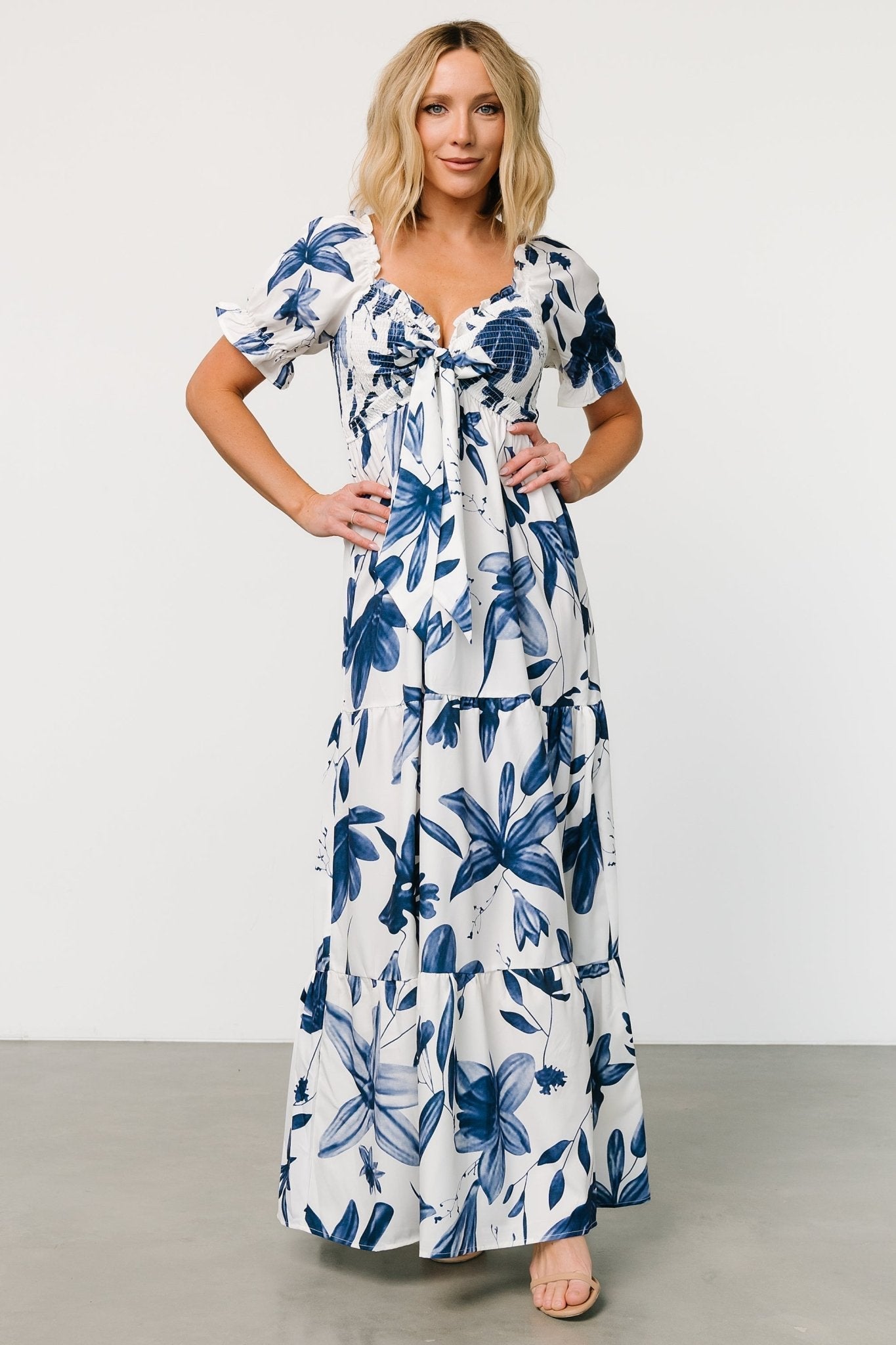 Hilaria Maxi Dress | White + Blue