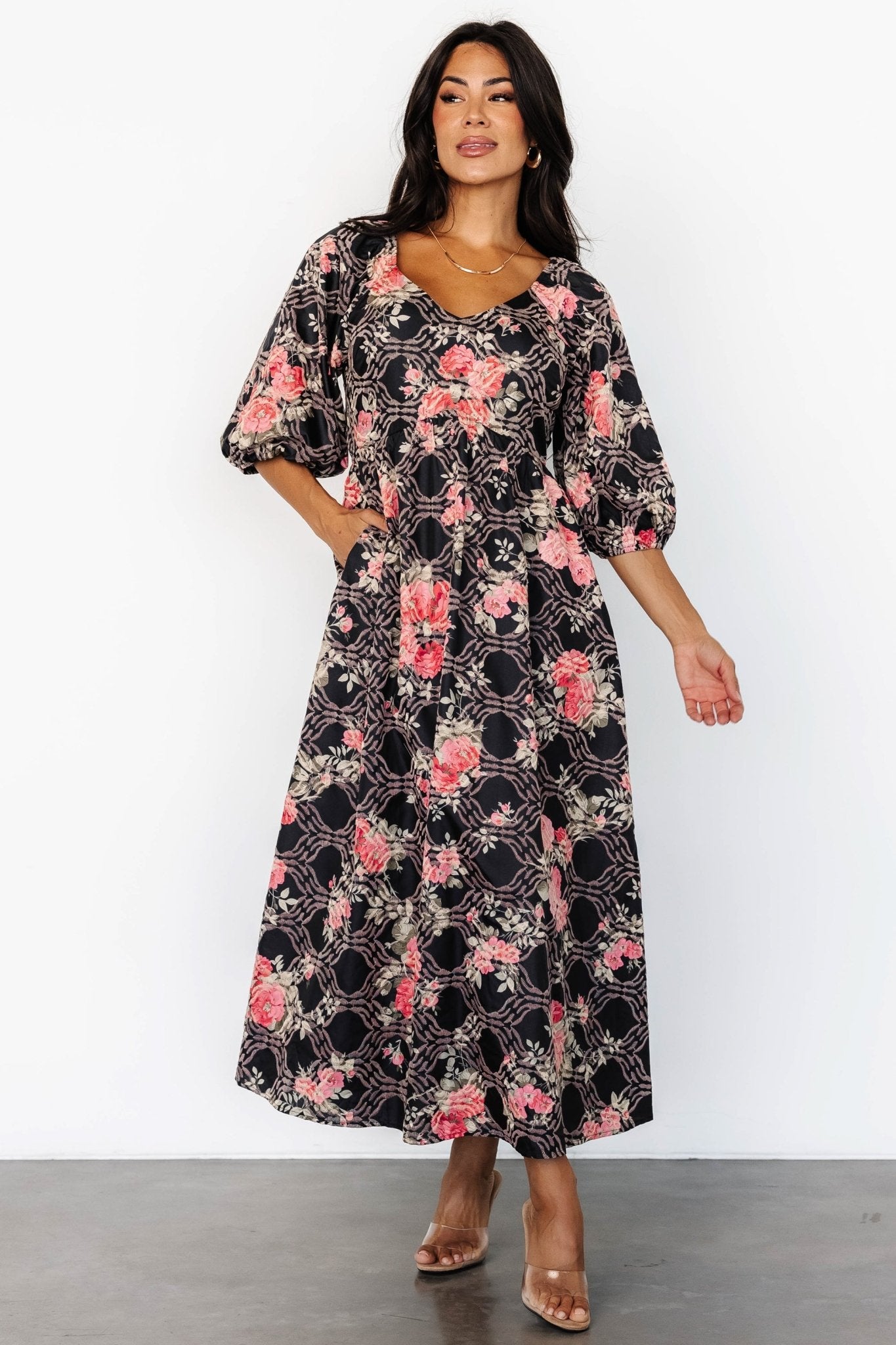 Ivanna Dress | Black + Pink
