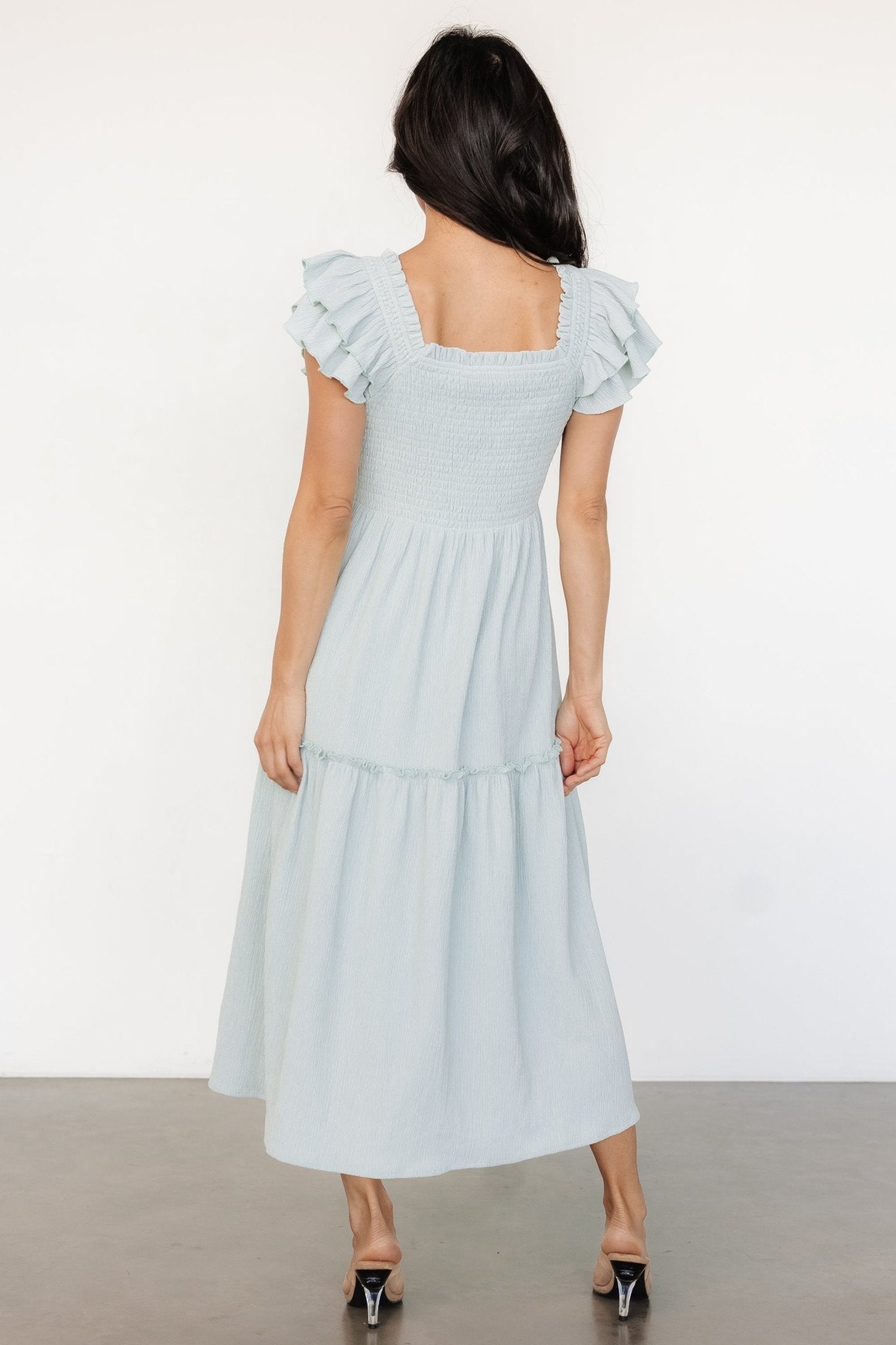 Jacie Smocked Midi Dress | Light Blue