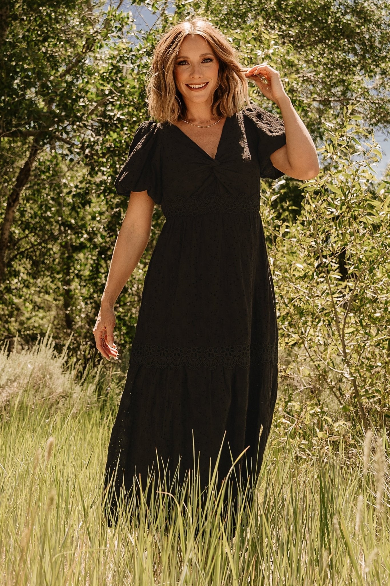 Jackie Eyelet Maxi Dress | Black