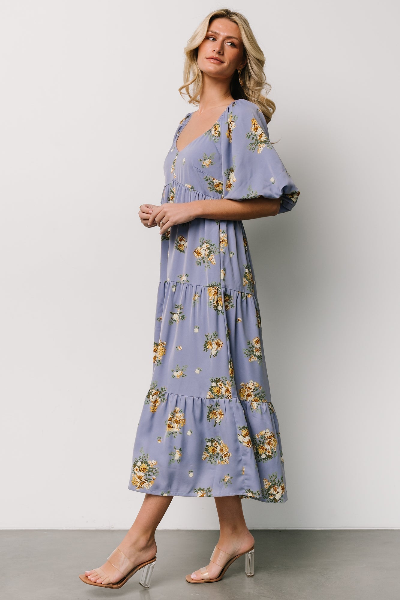 Judith Dress | Blue + Golden Floral