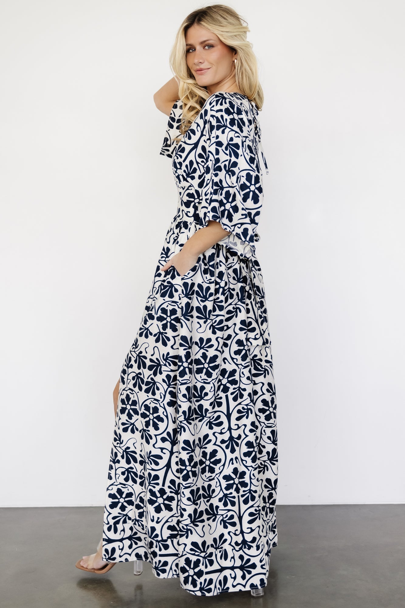 Juna Kimono Maxi Dress | Navy Print