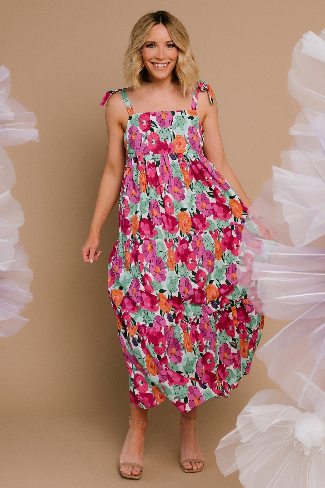 Lakewood Tie Dress | Pink Multi