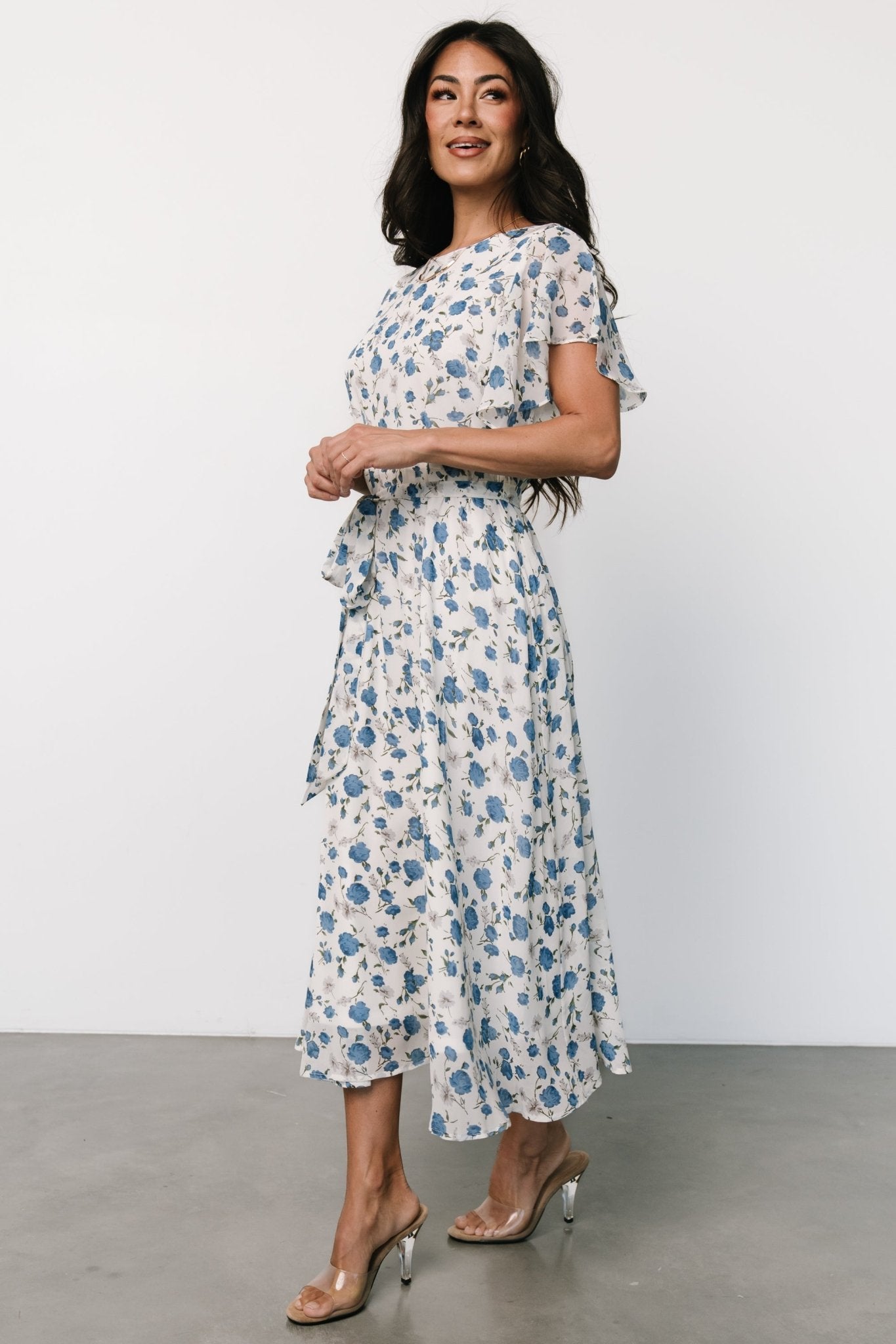 Laurel Midi Dress | Off-White + Blue Floral
