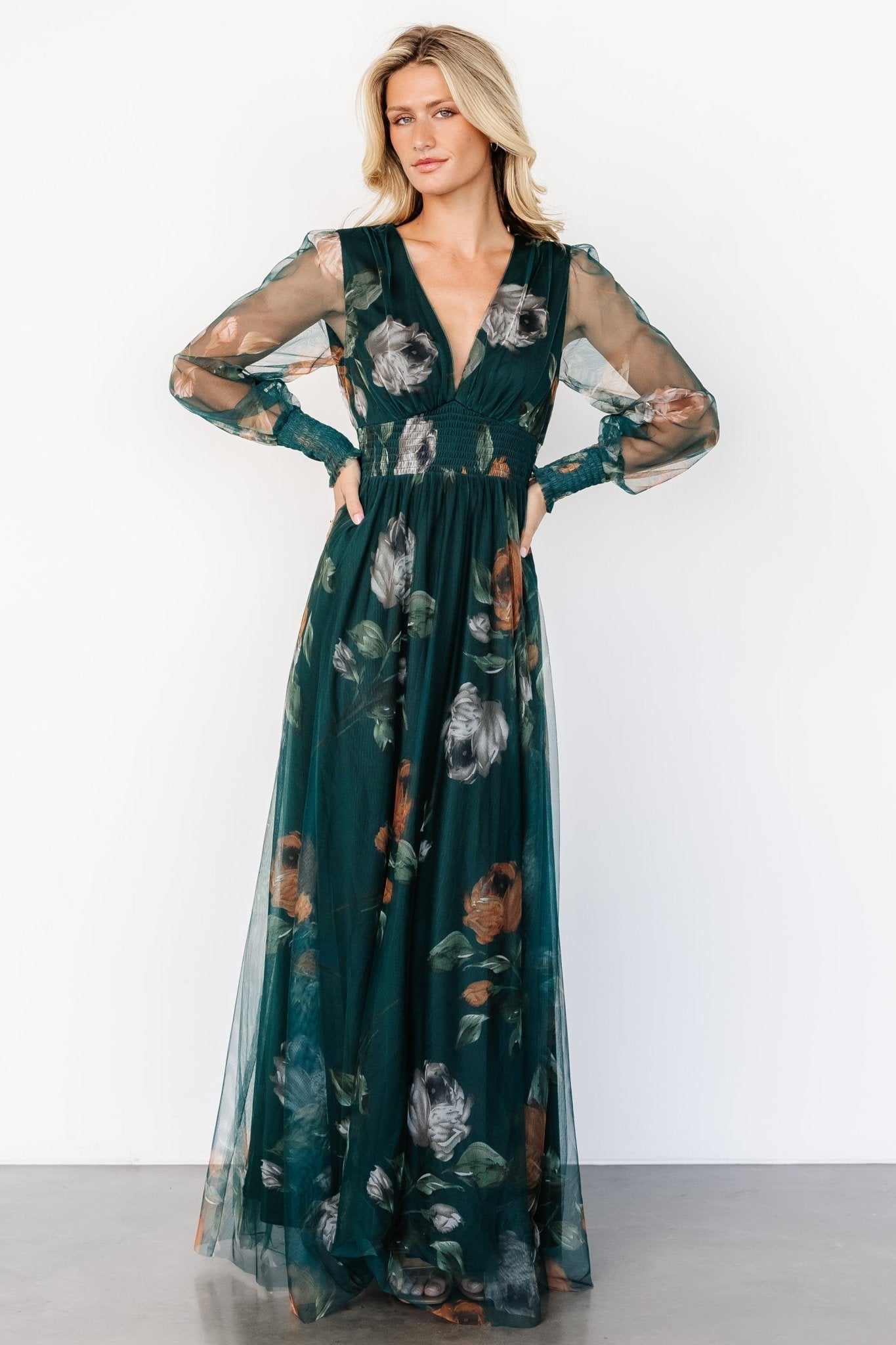 Layla Tulle Maxi Dress | Deep Topaz Floral