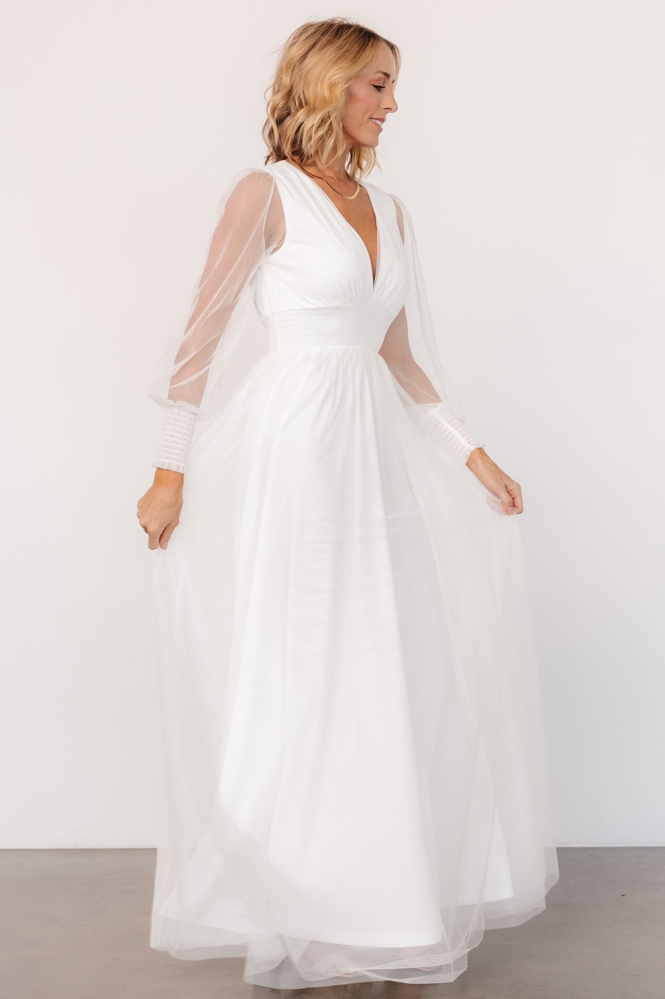 Layla Tulle Maxi Dress | White