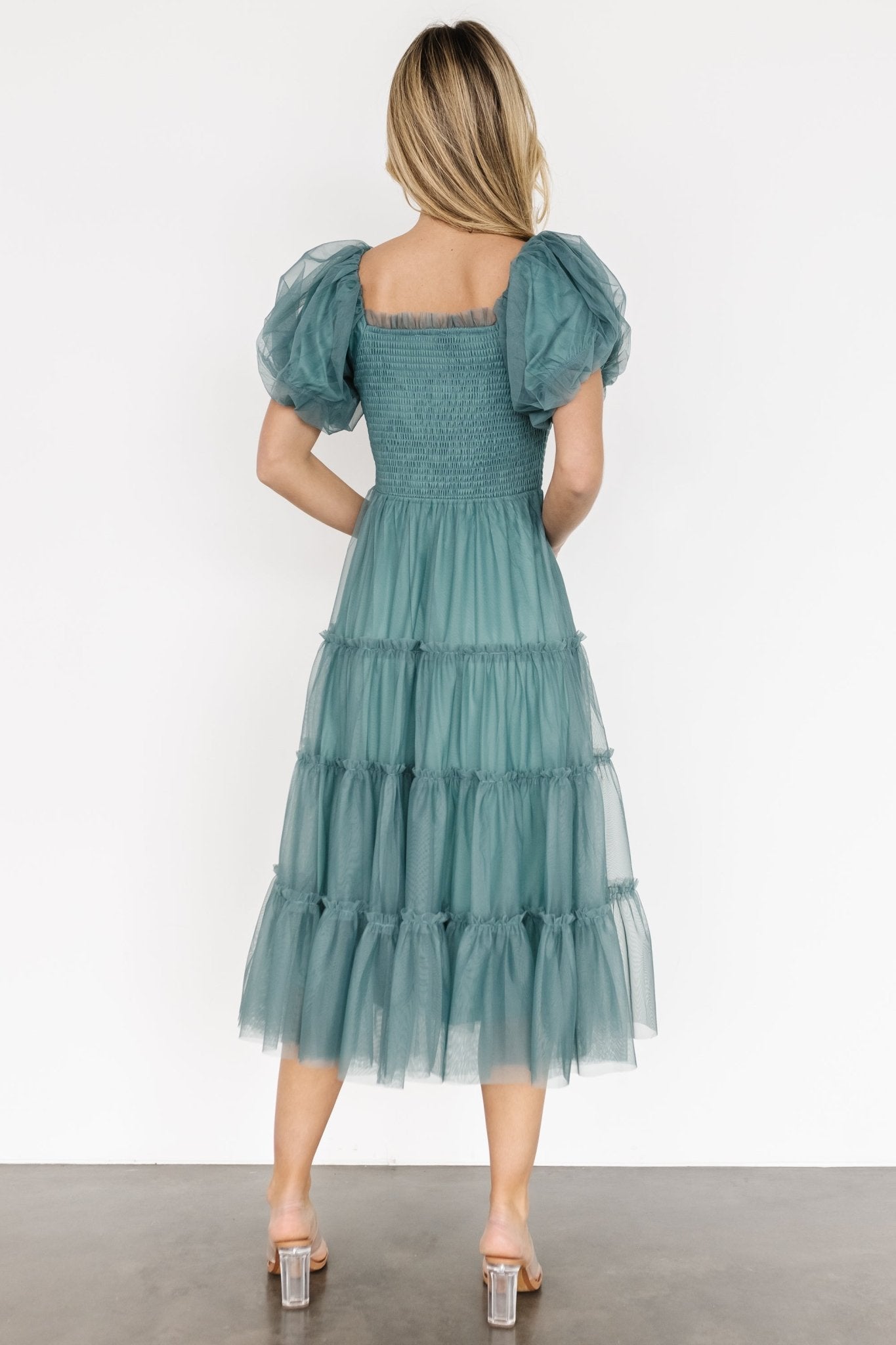 Liv Tulle Midi Dress | Eucalyptus