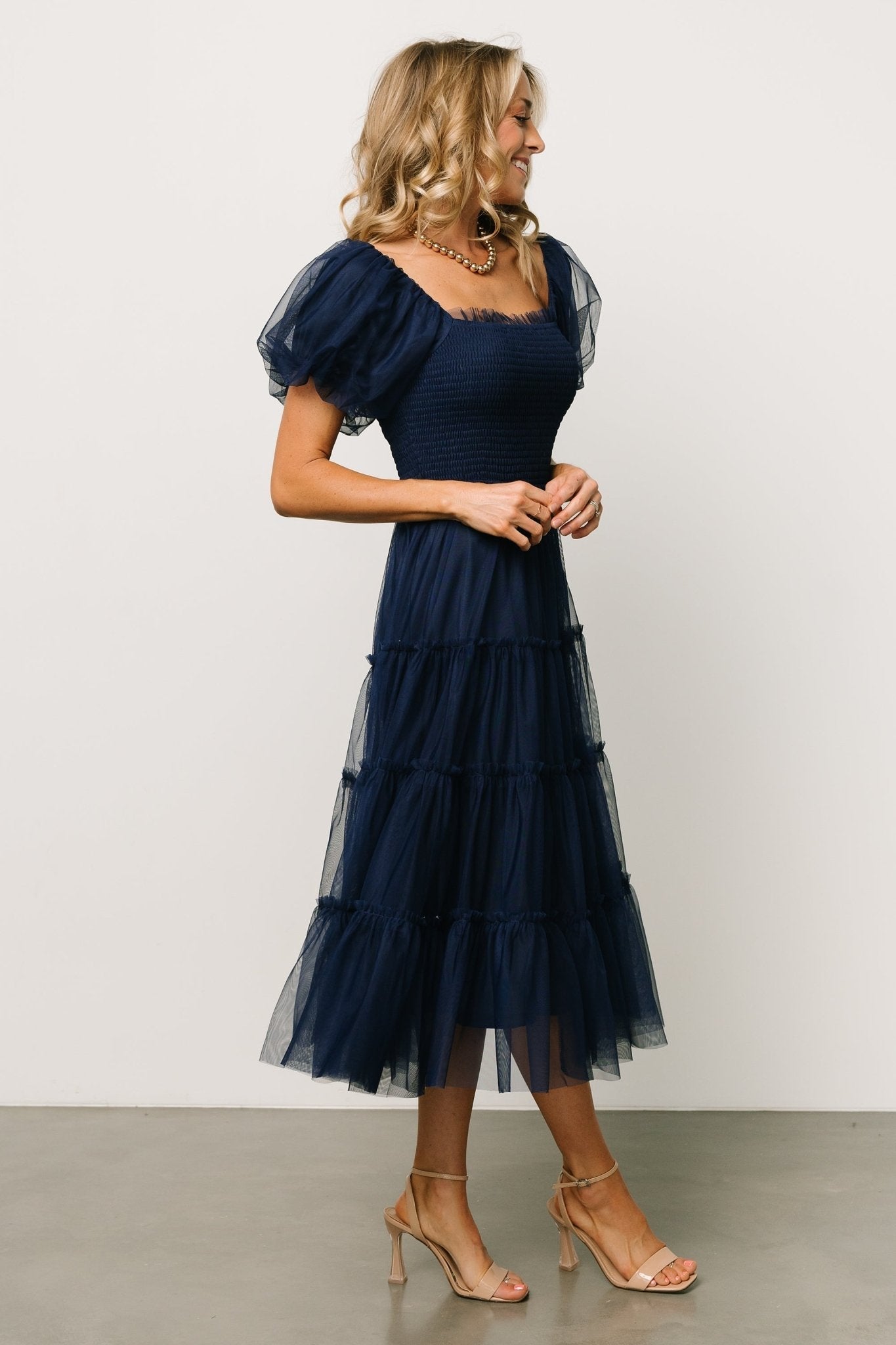 Liv Tulle Midi Dress | Navy