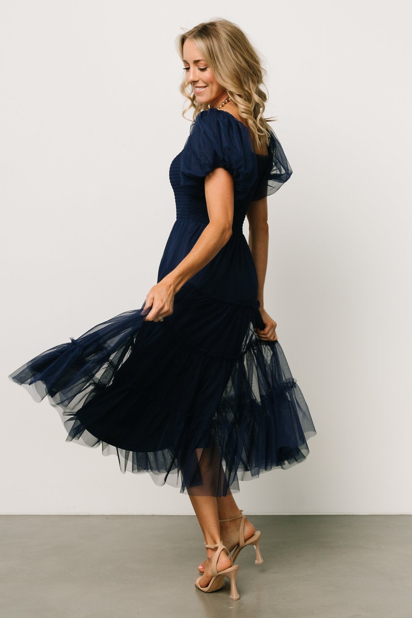 Liv Tulle Midi Dress | Navy