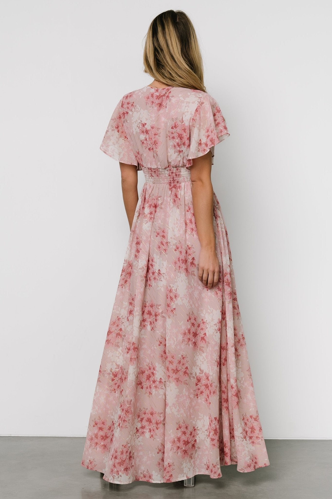 Lynlee Metallic Maxi Dress | Pink Multi