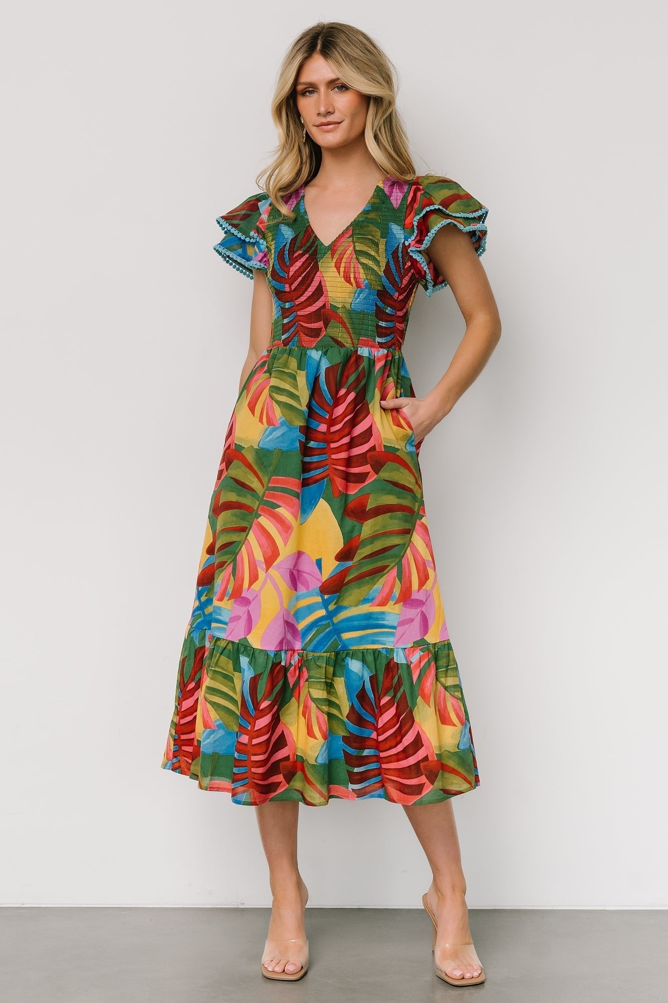 Marielle Smocked Midi Dress | Multi Print