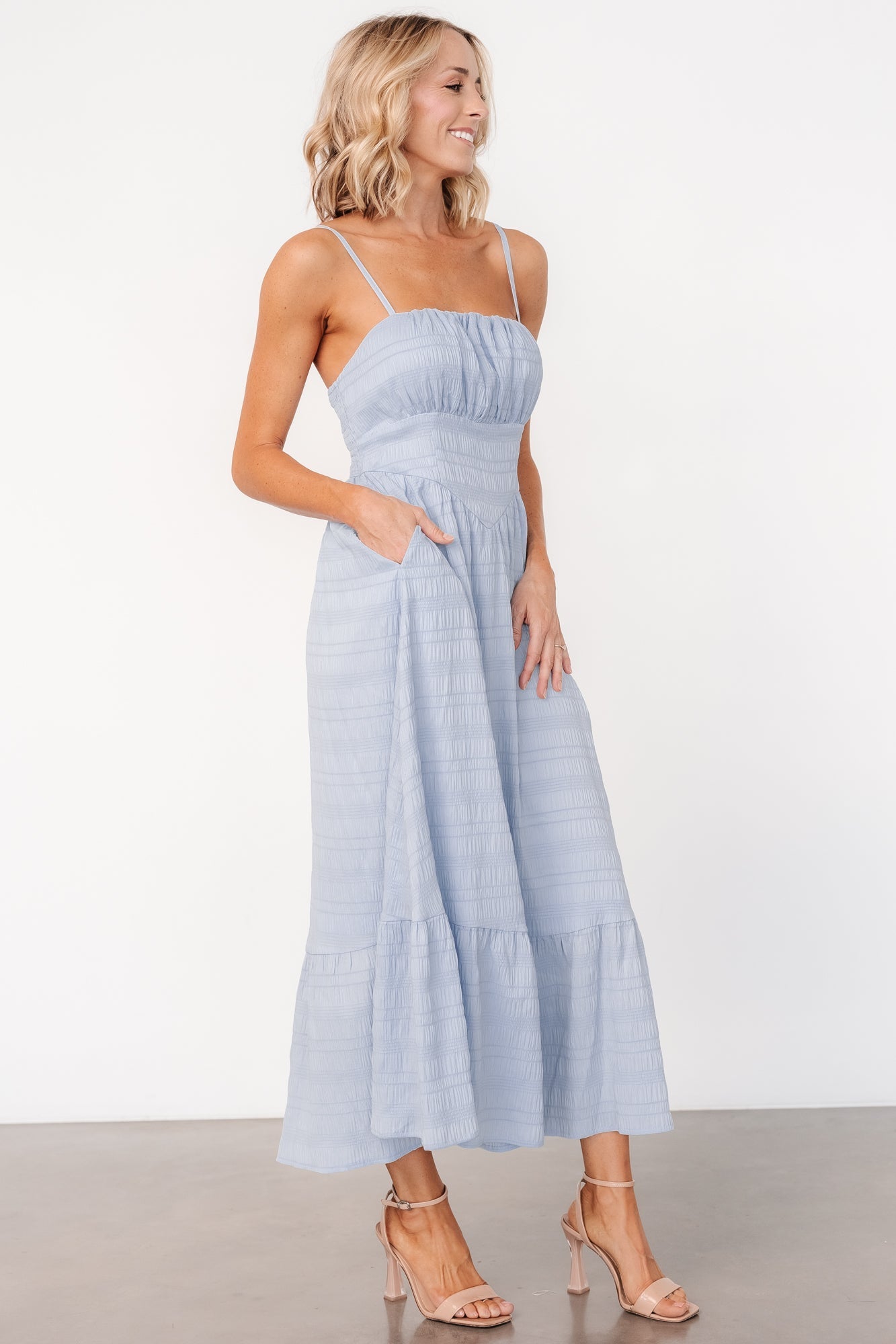 Mikayla Textured Tank Dress | Light Blue