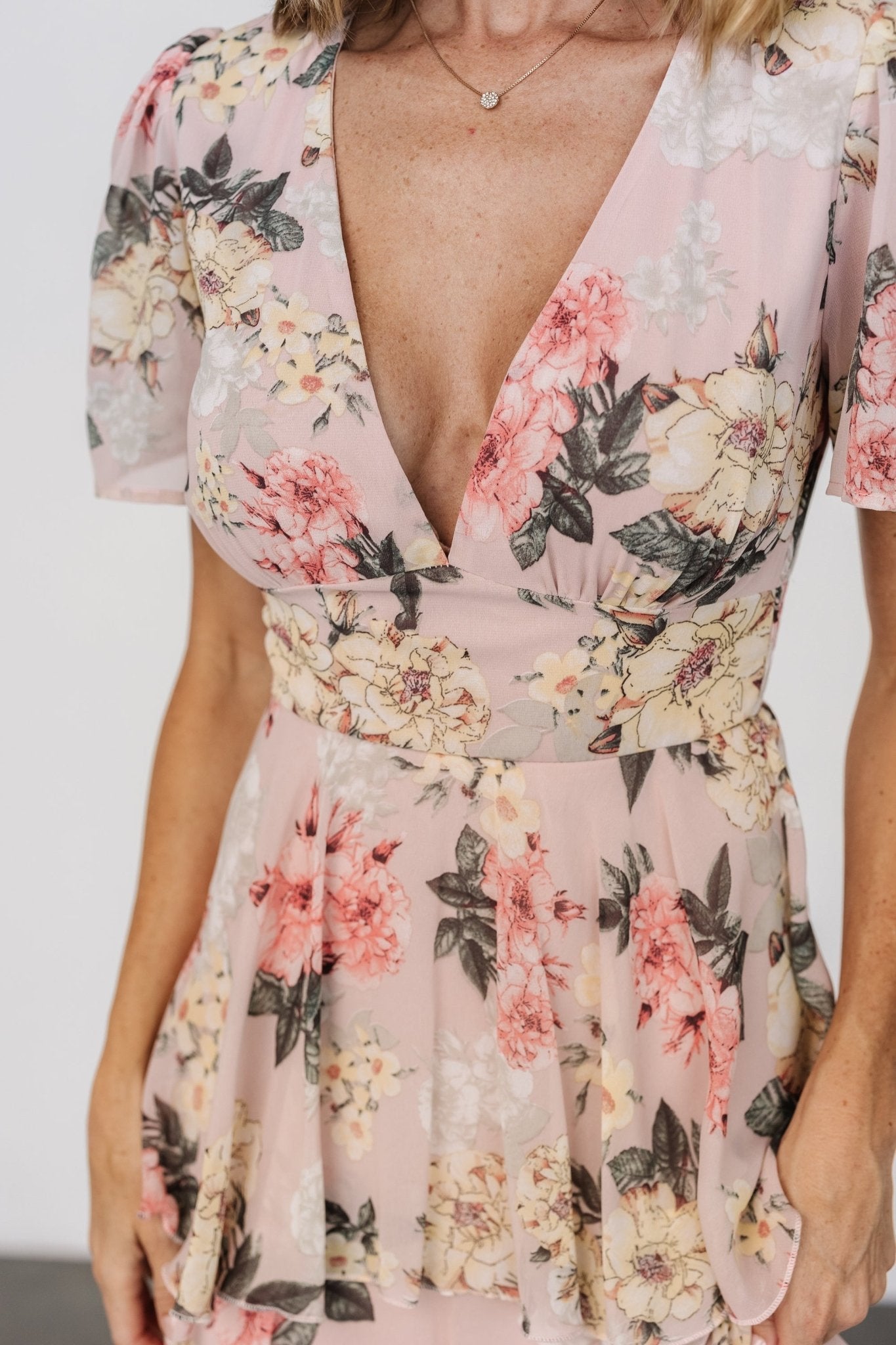 Montaigne Ruffle Maxi Dress | Pale Blush Floral
