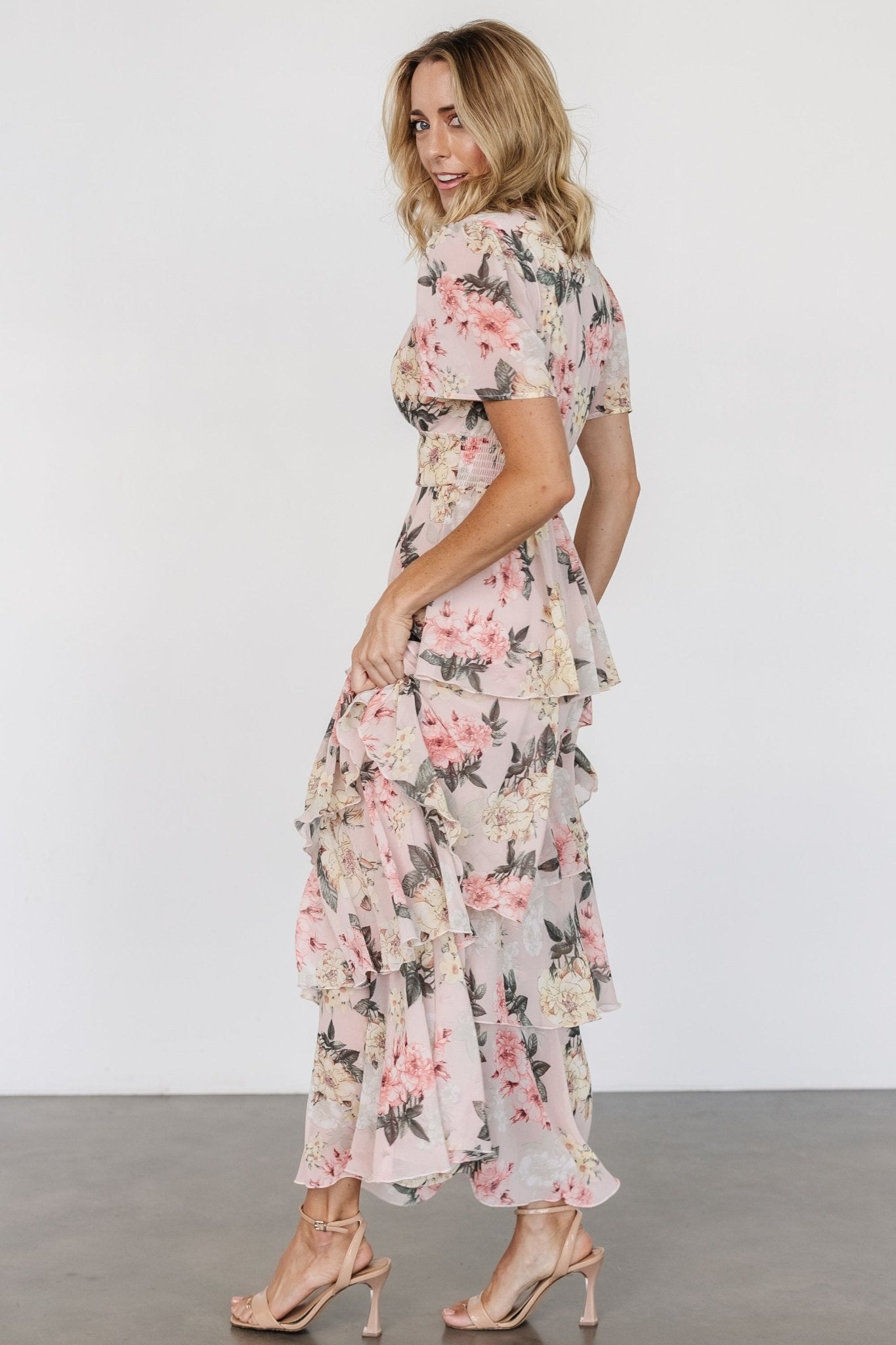 Montaigne Ruffle Maxi Dress | Pale Blush Floral